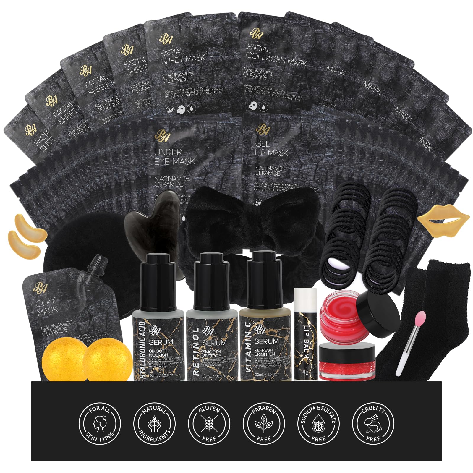Gifts for Women, 55 Pcs Charcoal Hydrating Skin Care Set, Home - Product Imagery