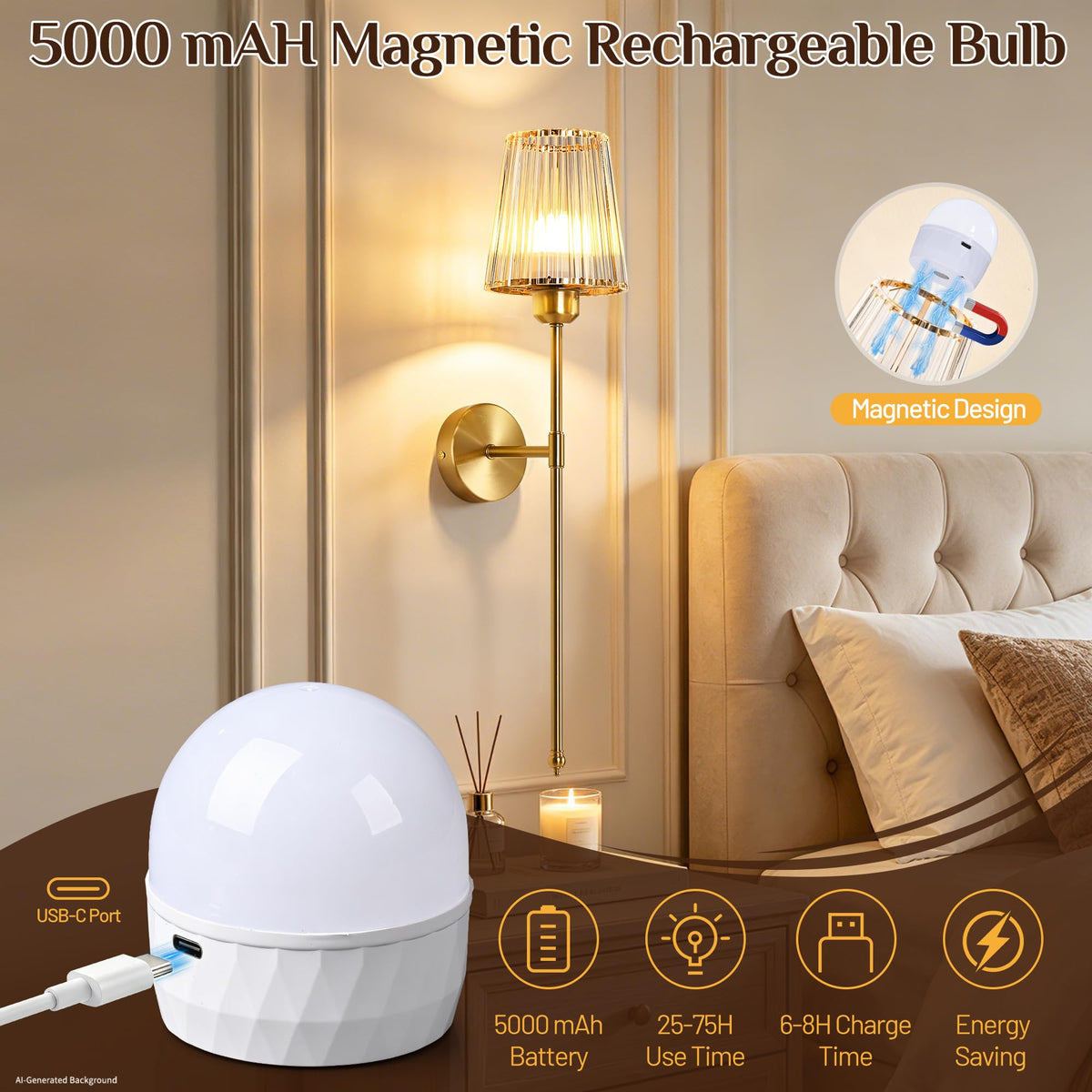 Crystal Wireless Battery Operated Wall Sconces Set of 2 5000 - Dolicer Official Imagery - 4