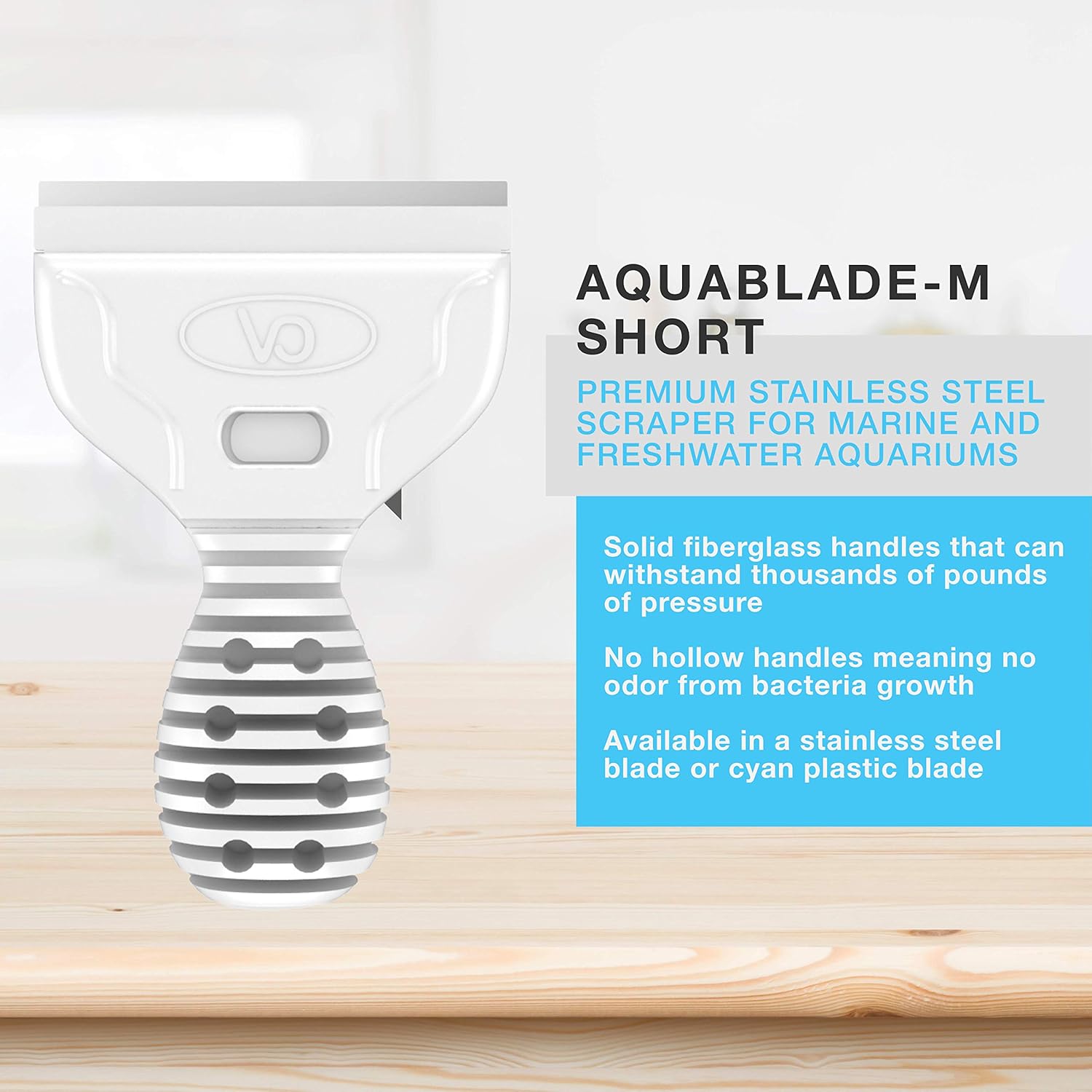 Continuum Aquatics AquaBlade M stainless steel aquarium scraper cleaning white tank glass