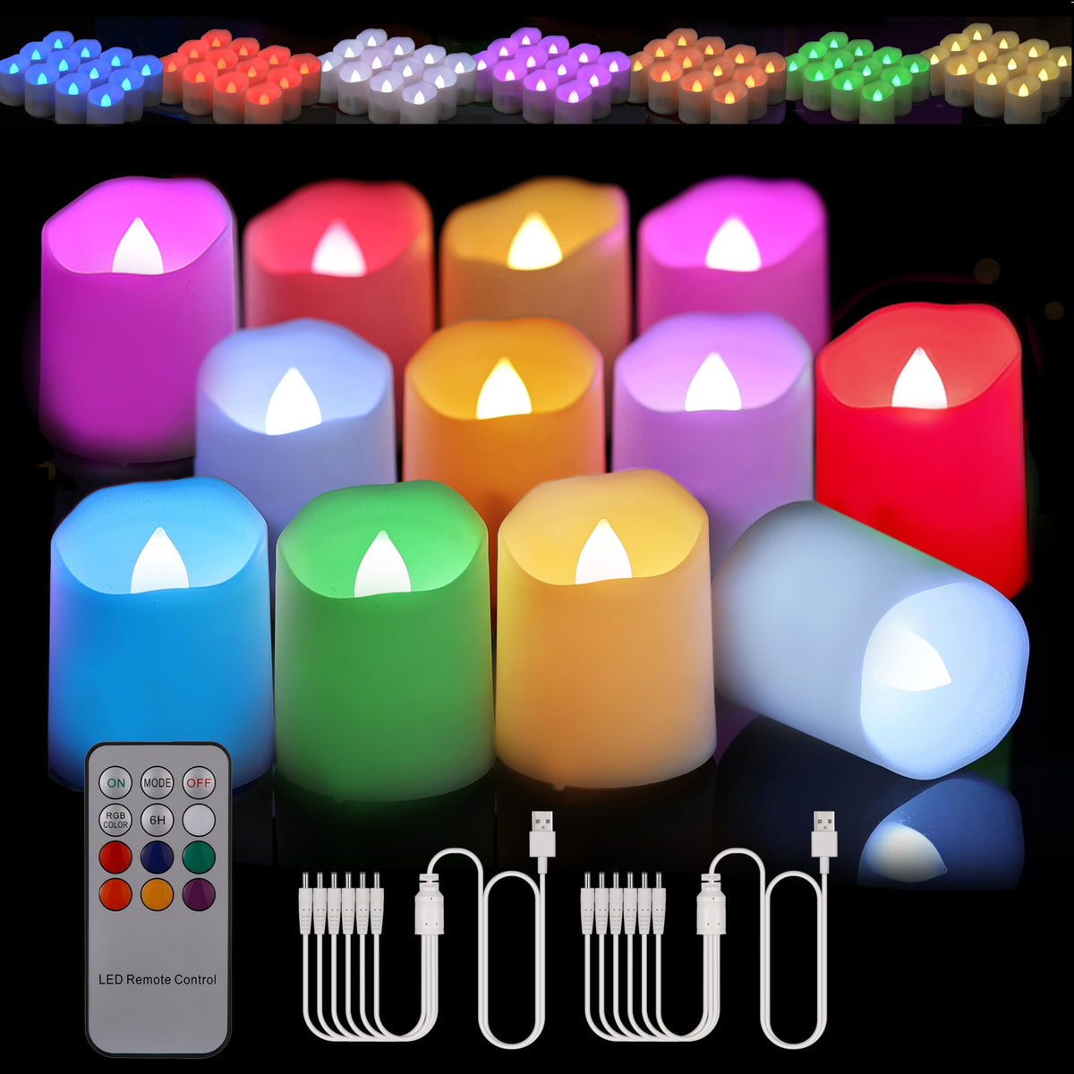 Rechargeable Candle Tealights with Remote Timer and USB - BOWKA Official Imagery - 2