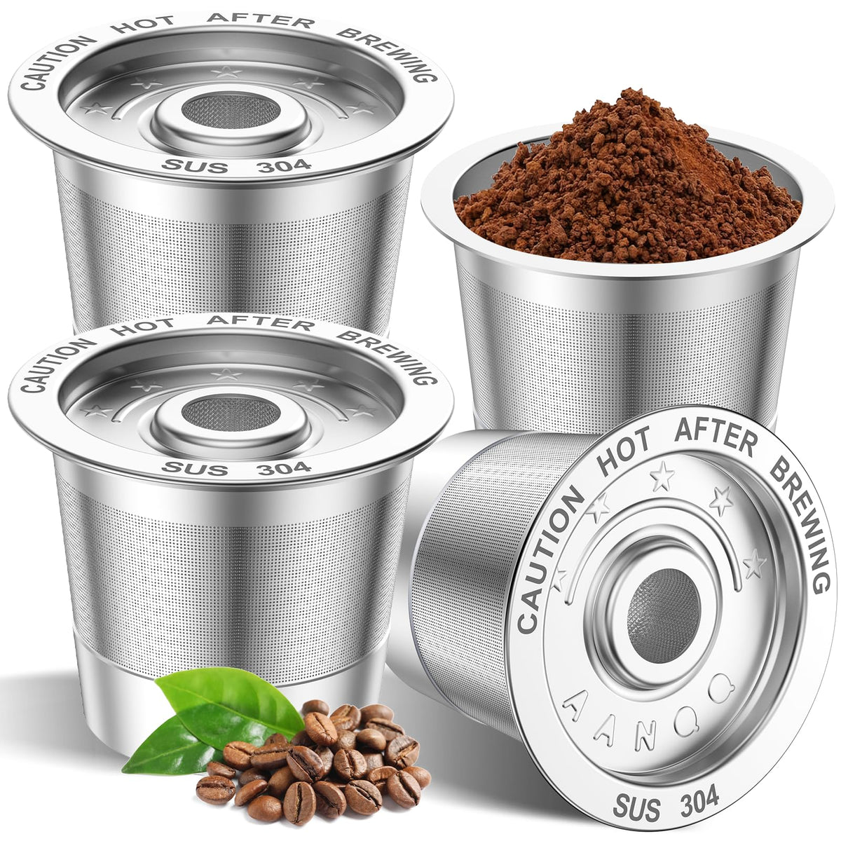 AANQQ 4 Pack Reusable K Cup Pods for Keurig All Stainless - AANQQ Official Imagery - 2