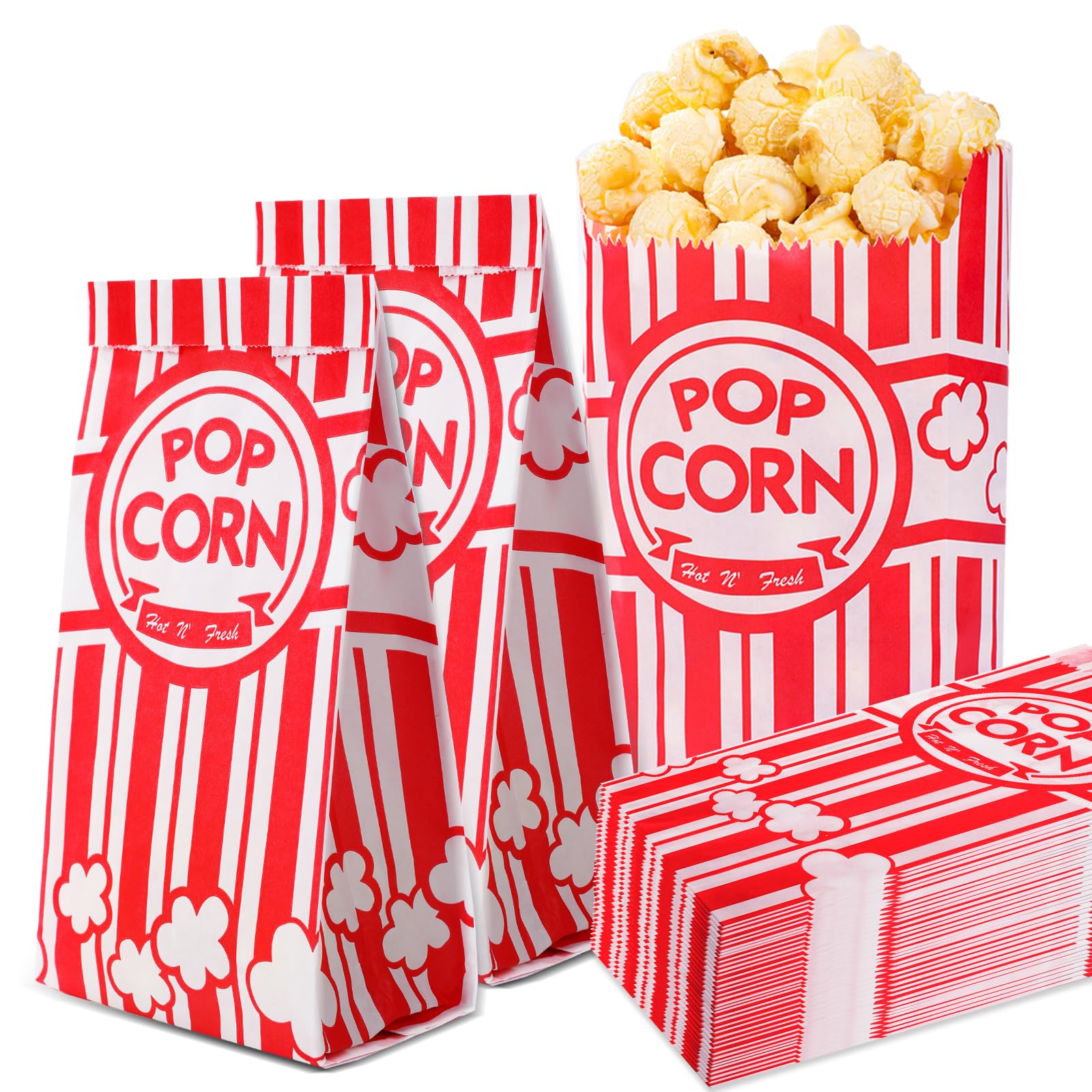 VOISEN Paper Popcorn Bags,100 Pack 1oz Popcorn Bags Individual - Product Imagery