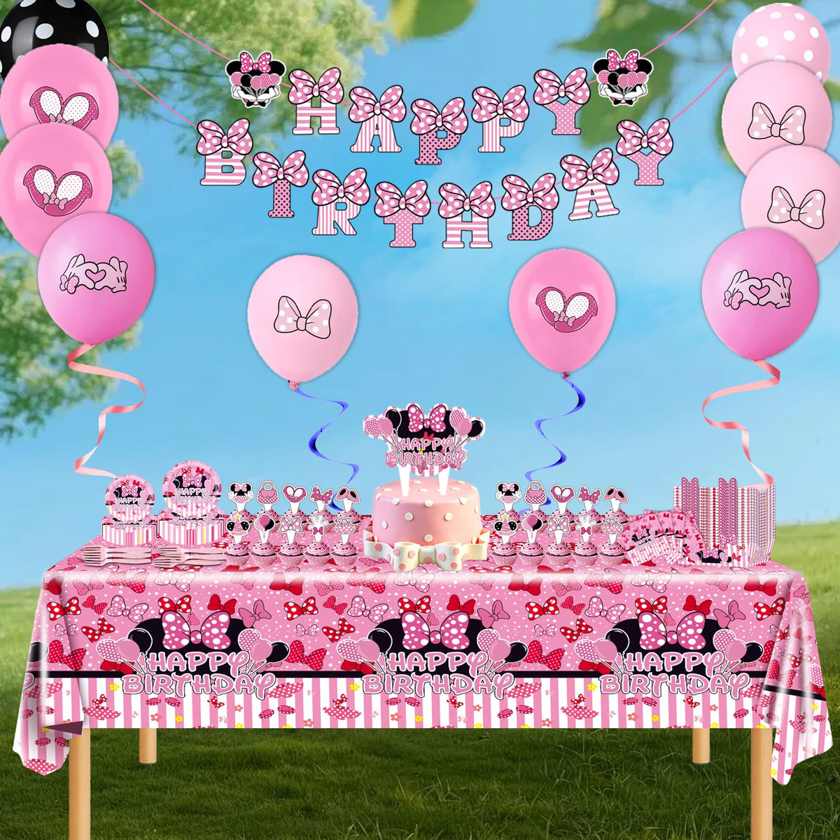 133PCS Pink Birthday Party Supplies - UKKJOM Official Imagery - 3