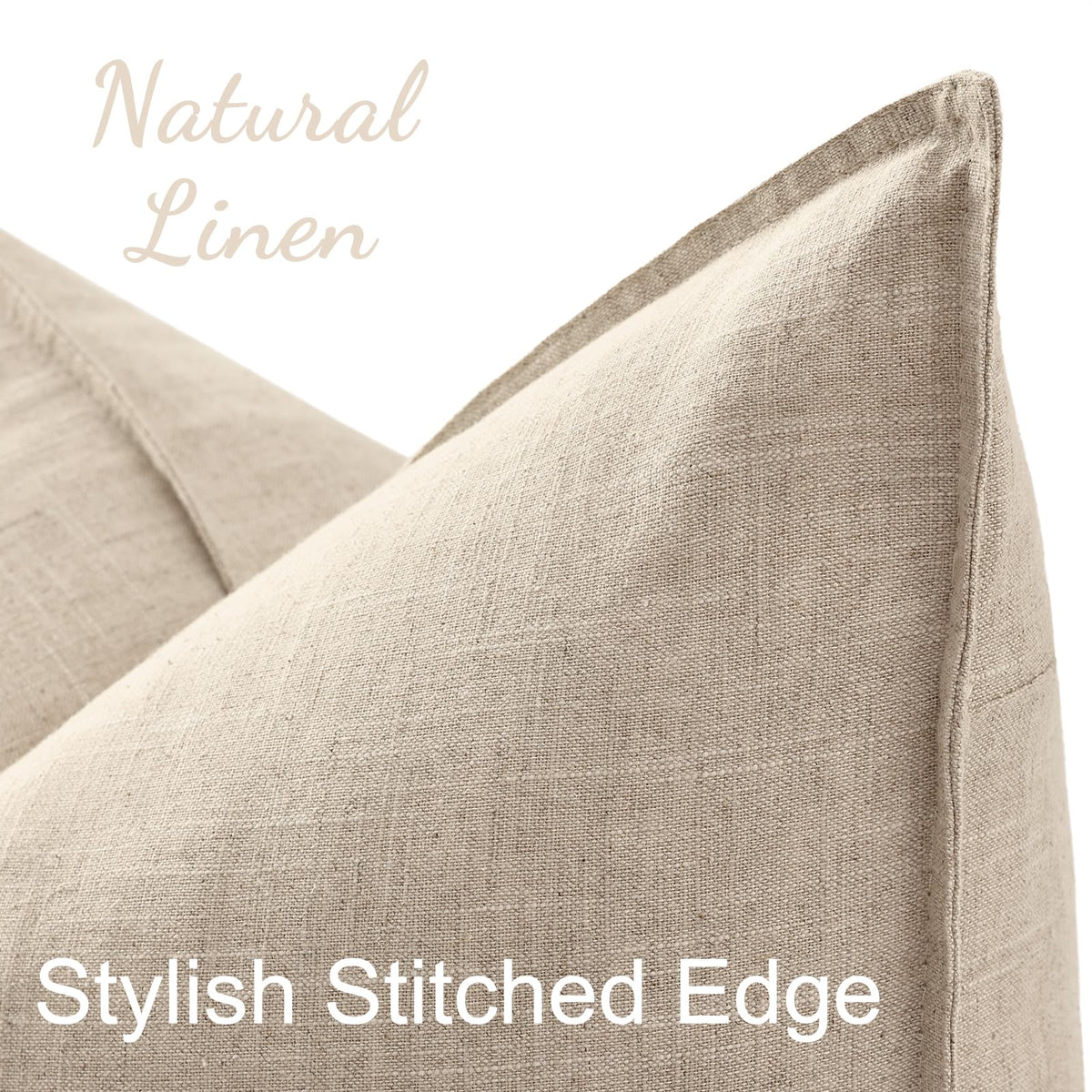 decorUhome Fall Beige Linen Throw Pillow Covers 22x22 Set of - decorUhome Official Imagery - 3