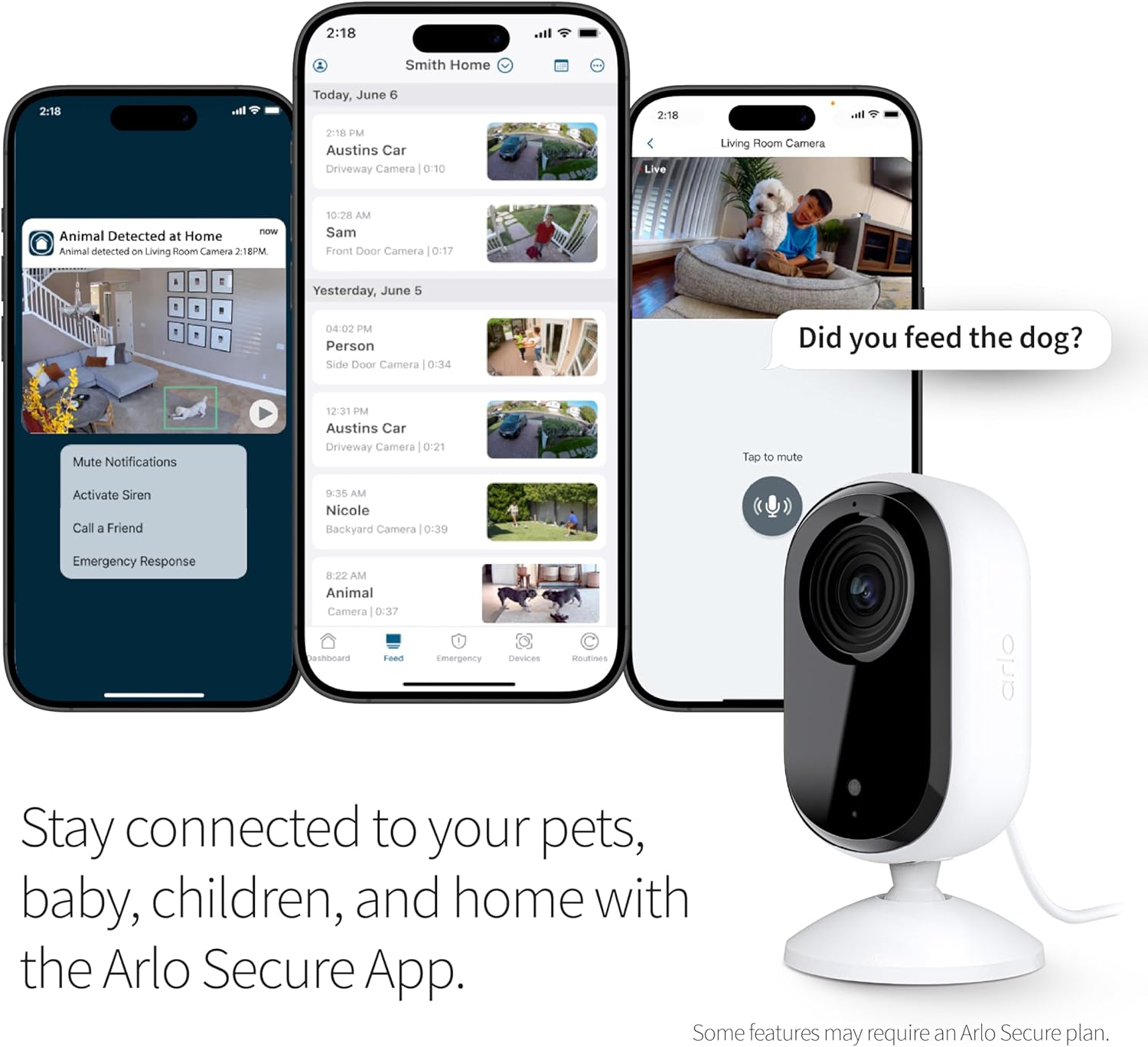 Elefair Arlo Essential HD Security Camera, indoor pet and baby monitor with 2nd Gen design and sleek white finish.