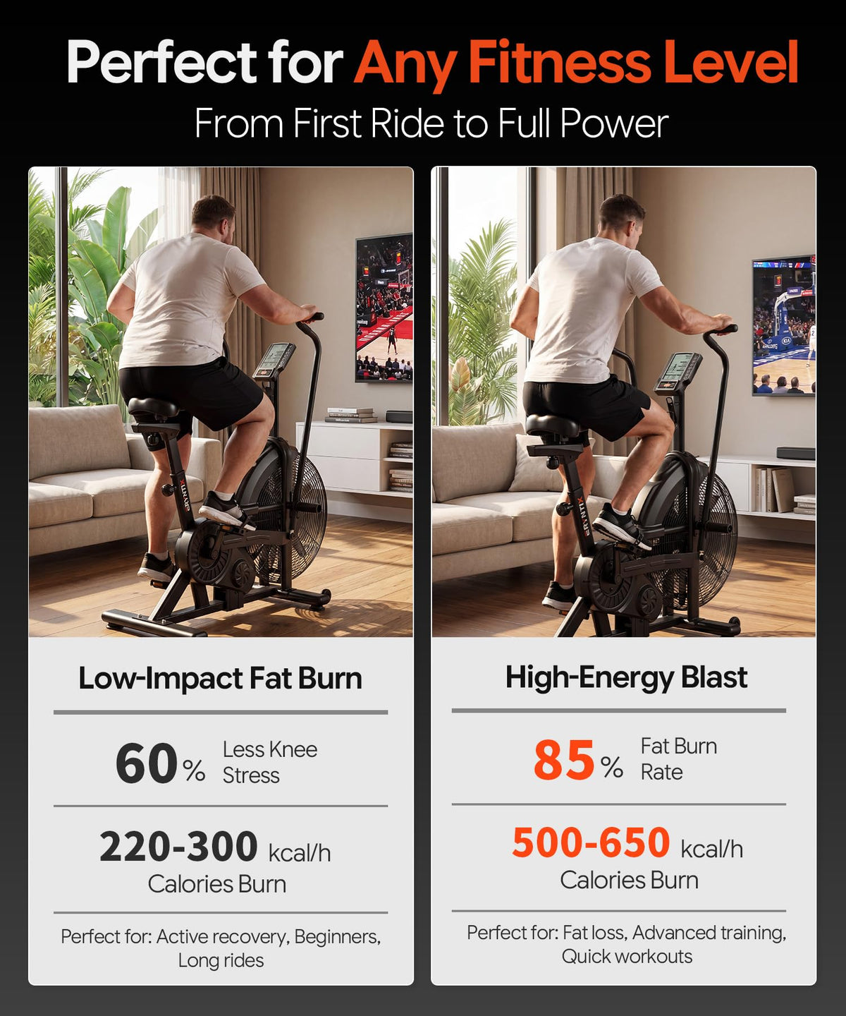 Dual Resistance Air Bike Magnetic Air Fan Bike with APP - Eryntix Official Imagery - 6