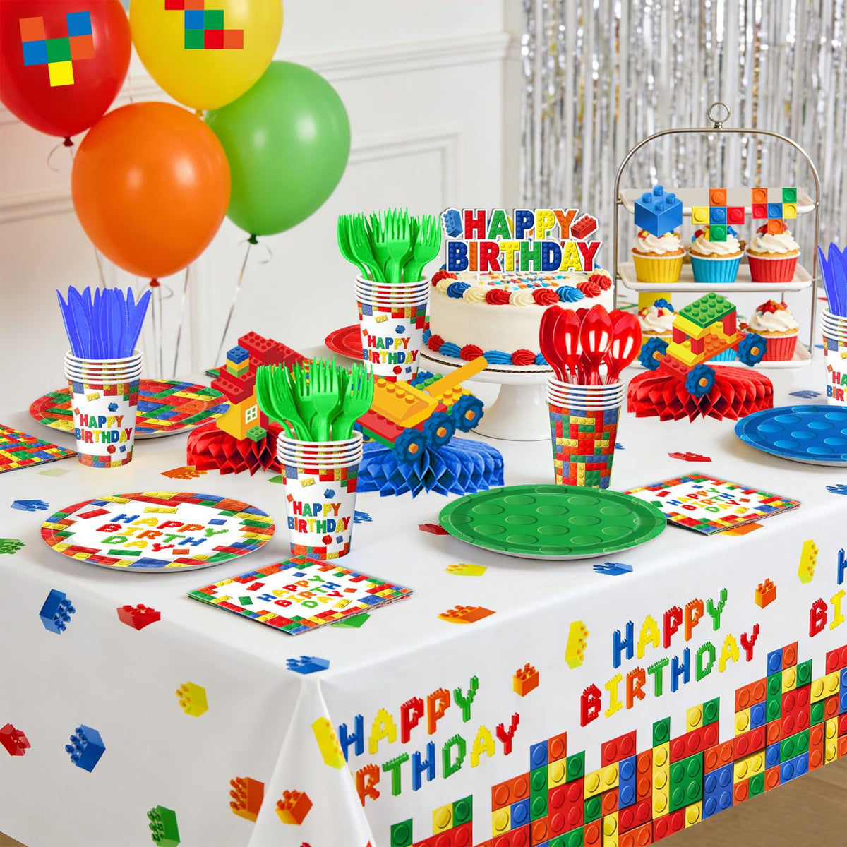 Building Block Birthday Decorations Colorful Building Block - NKPDAXM Official Imagery - 7