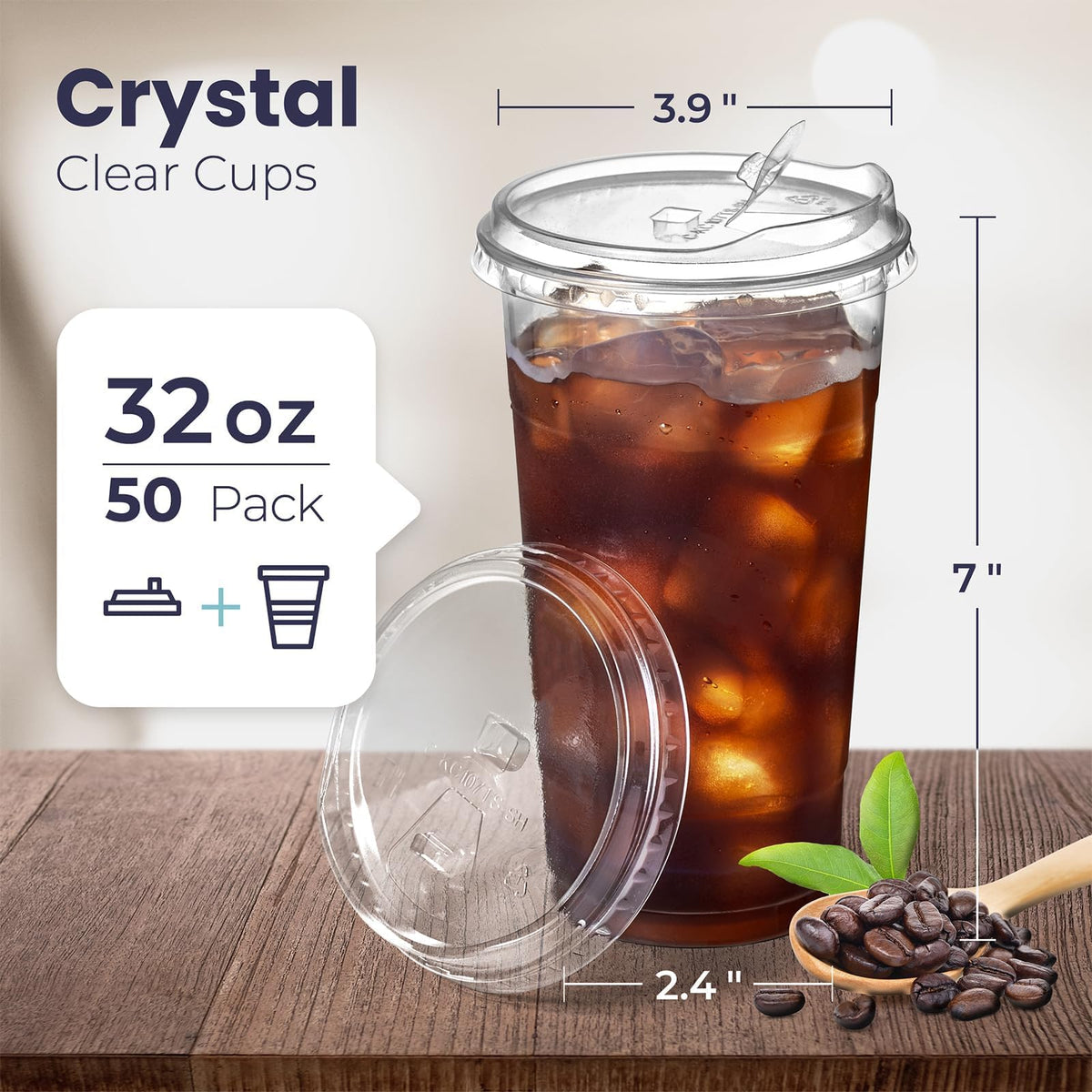 Fit Meal Prep 50 Pack 32 oz Clear Plastic Cups with - Fit Meal Prep Official Imagery - 3