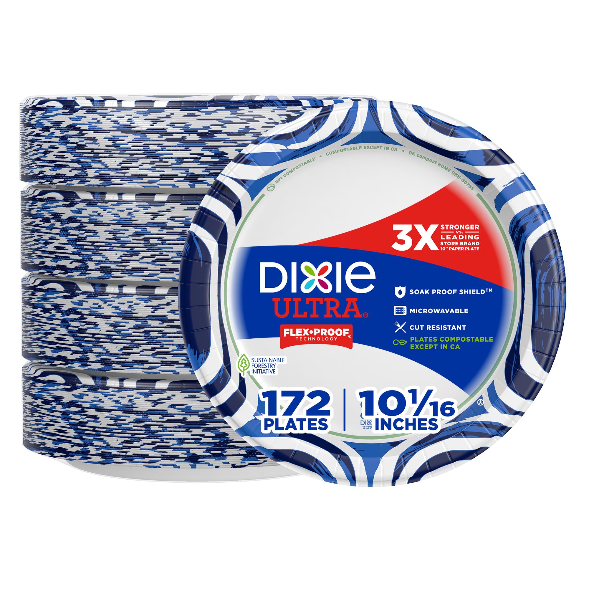 Dixie Ultra Large Paper Plates, 10 Inch, Heavy Duty Disposable - Product Imagery