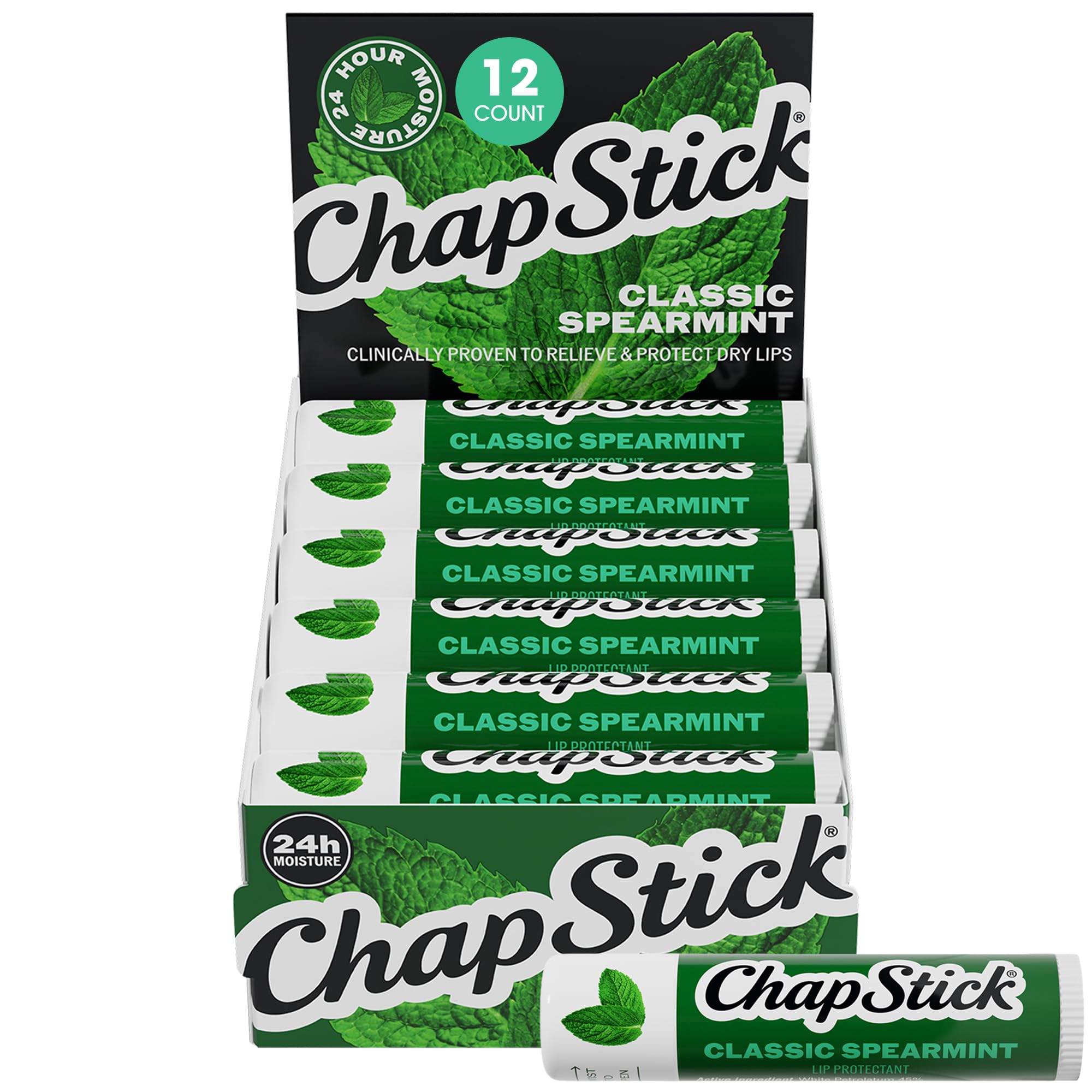 ChapStick Classic Spearmint Lip Balm, Bulk 12-Pack - ChapStick