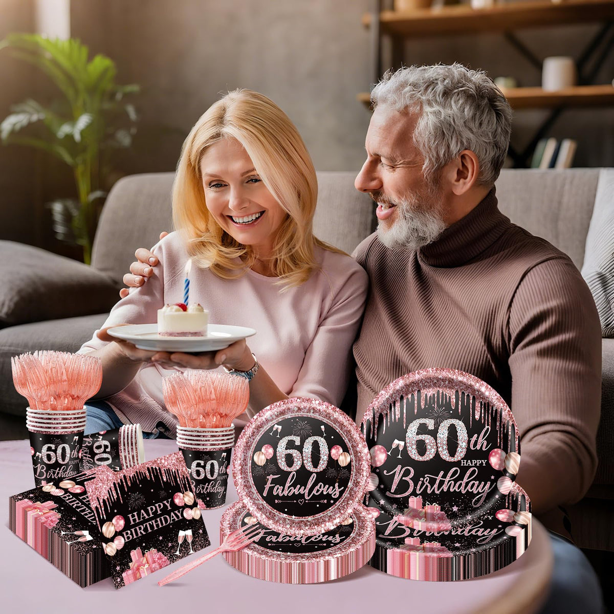 250PCS 60th Birthday Party Decorations for 50 Guests Black - Yaniio Official Imagery - 8