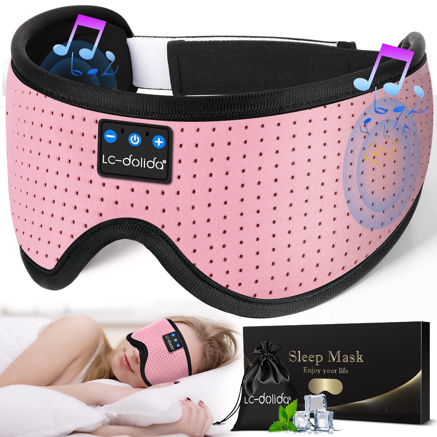 Sleep Mask with Bluetooth Headphones,LC-dolida Sleep Headphones B by LC-dolida - Angle View 1