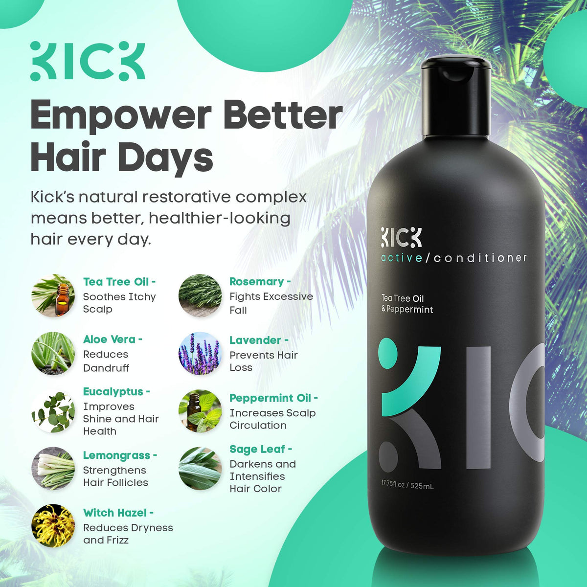 Mens Conditioner Tea Tree and Peppermint - Kick Official Imagery - 4