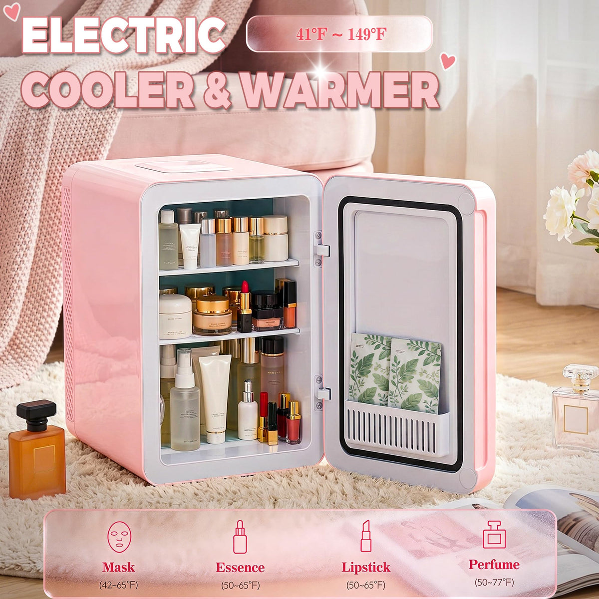 16L 20L Skincare Fridge with LED Mirror Small Fridge for - Kikihouse Official Imagery - 5
