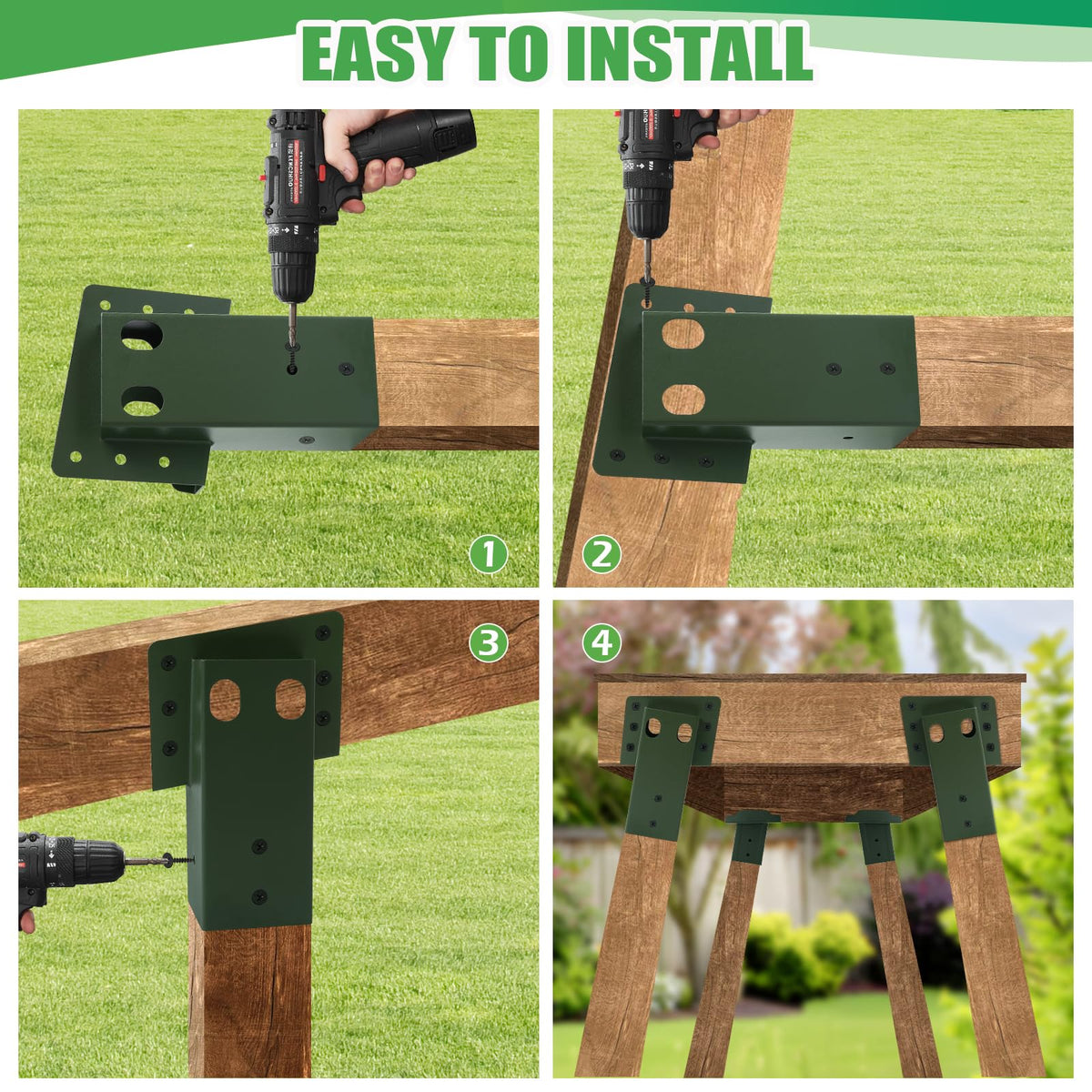 4 x 4 Compound Angle Brackets for Outdoor Platforms 4Pcs - XIHUWZ Official Imagery - 6