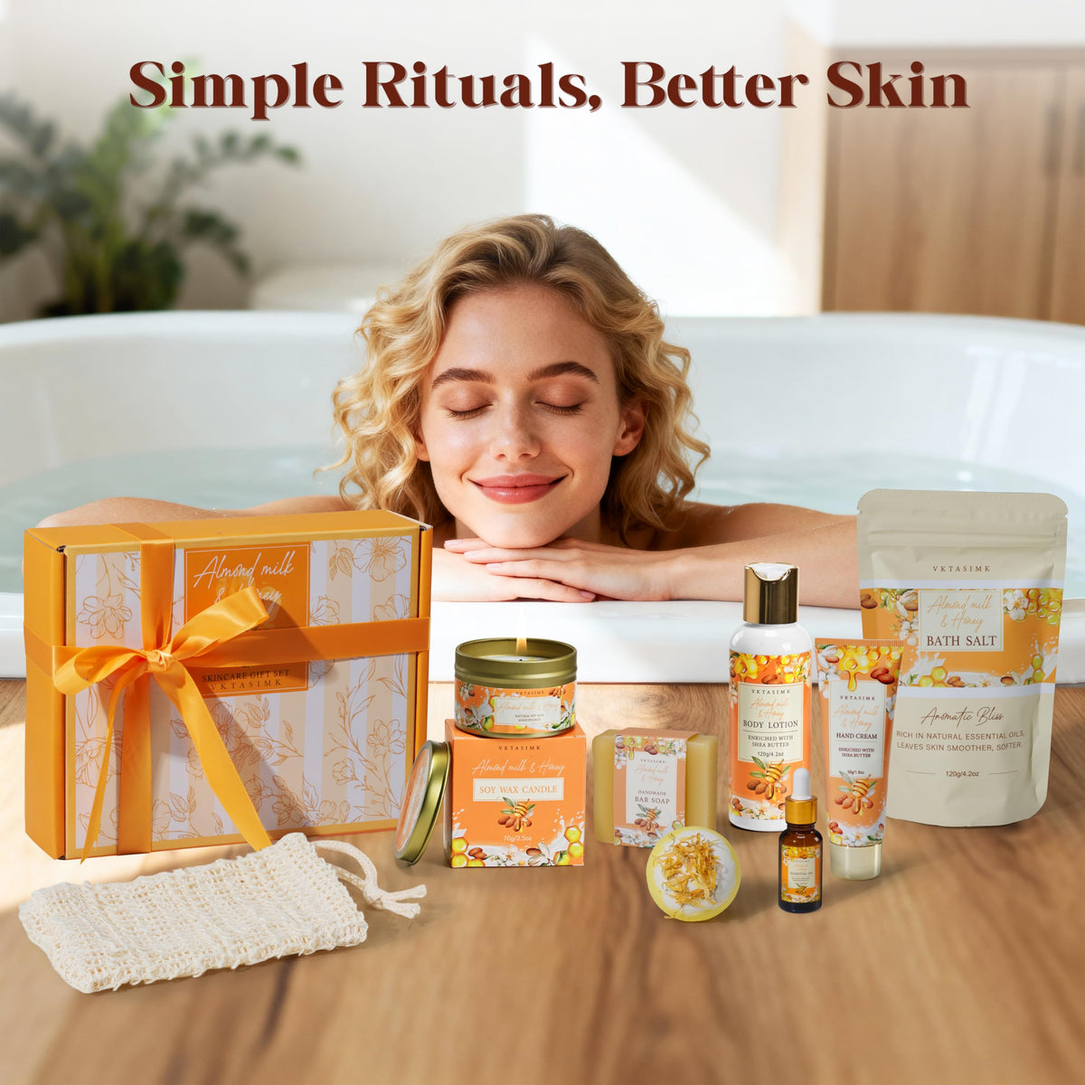 Gifts for Women Birthday Almond Milk Honey Relaxing Home Spa - VKTASIMK Official Imagery - 7