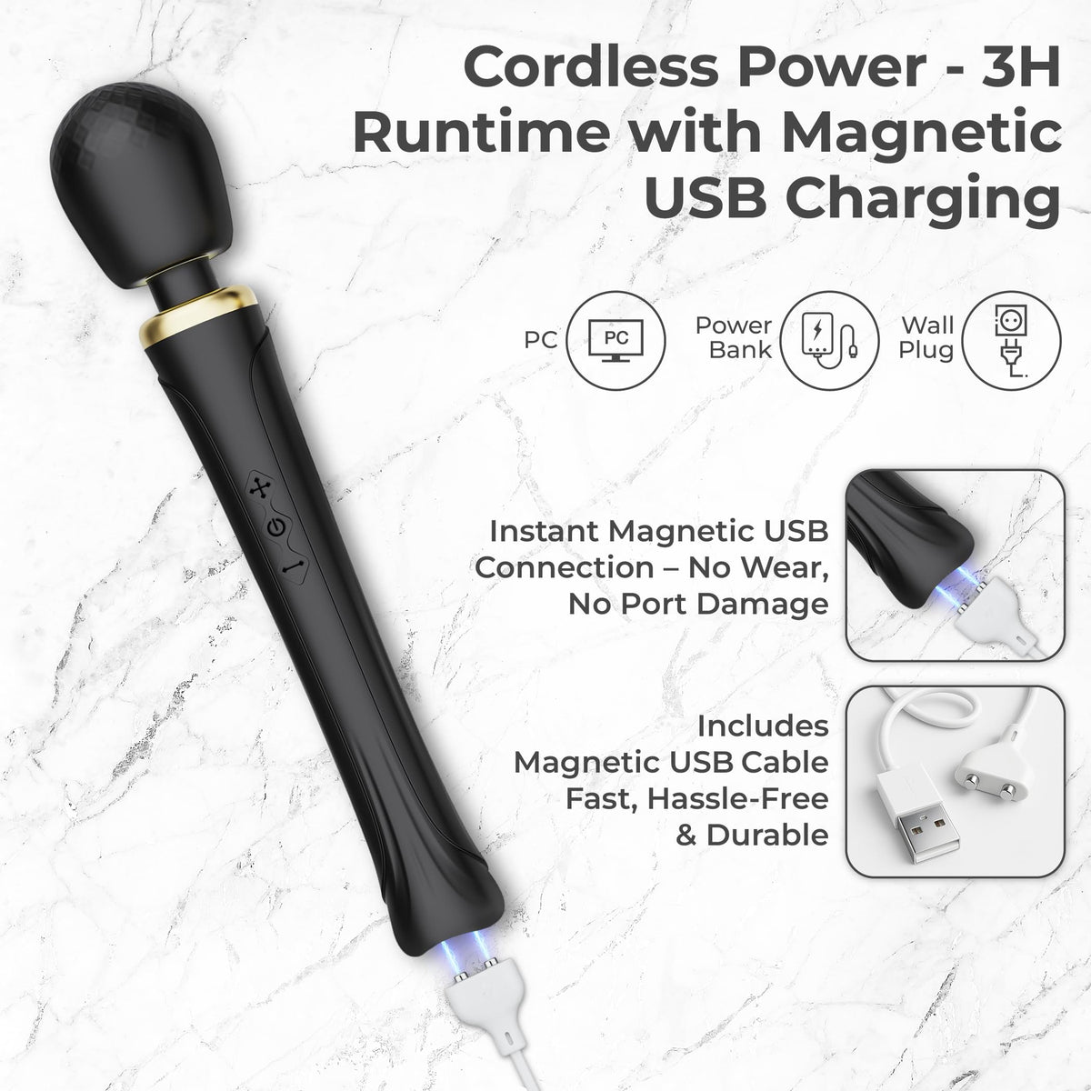 Handheld Cordless Personal Wand Massager - LIMENEST Official Imagery - 6