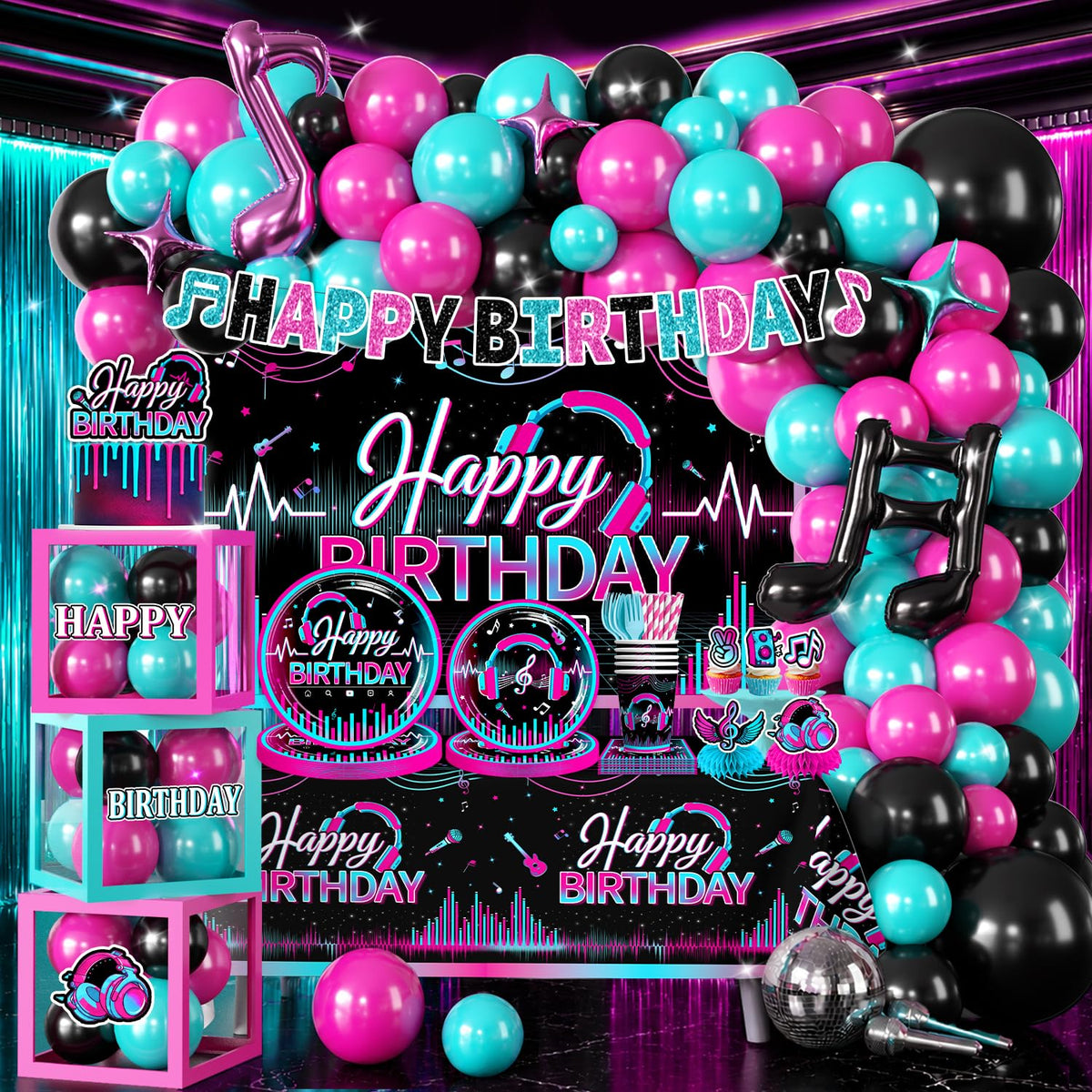 303pcs Music Birthday Decorations All in One Set Serves 25 - cocomigo Official Imagery - 1