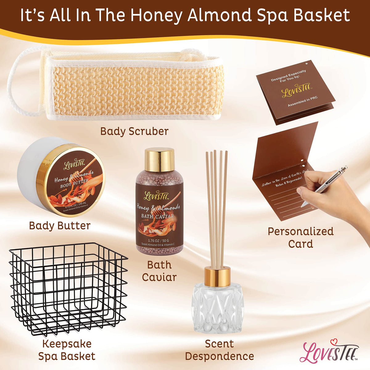 Christmas Spa Gift Baskets For Women Honey Almond Bath and - LOVESTEE Official Imagery - 4