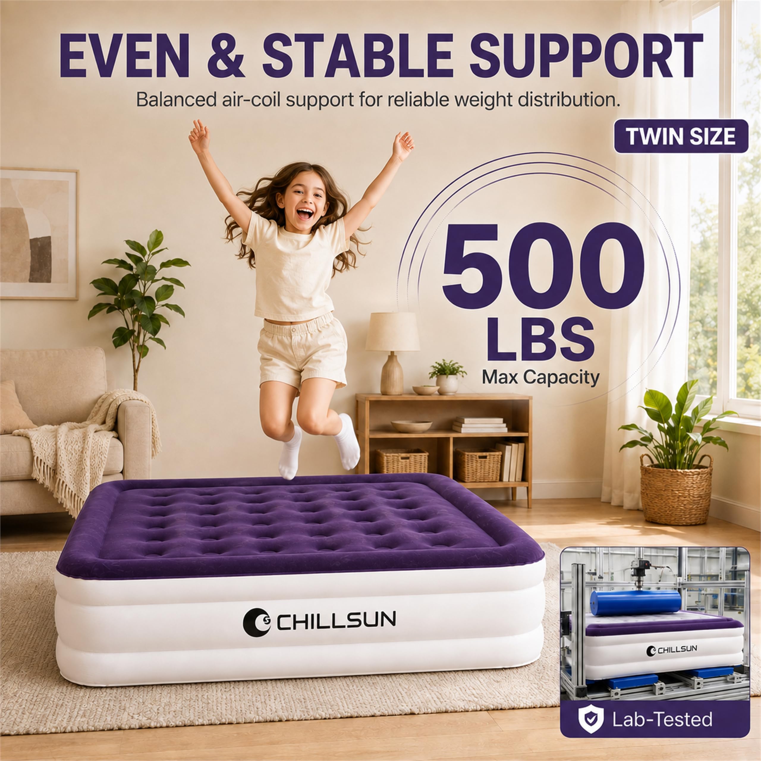CHILLSUN 18" Twin Air Mattress with Built-in Pump, Inflatable Bed - View 8