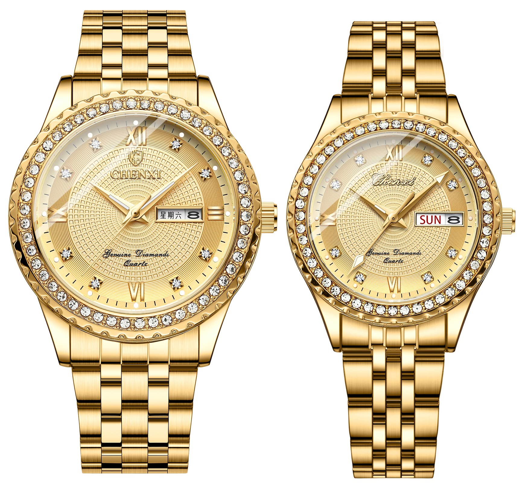 FANMIS His and Hers Couples Watch for Men and Women Stainless - Product Imagery