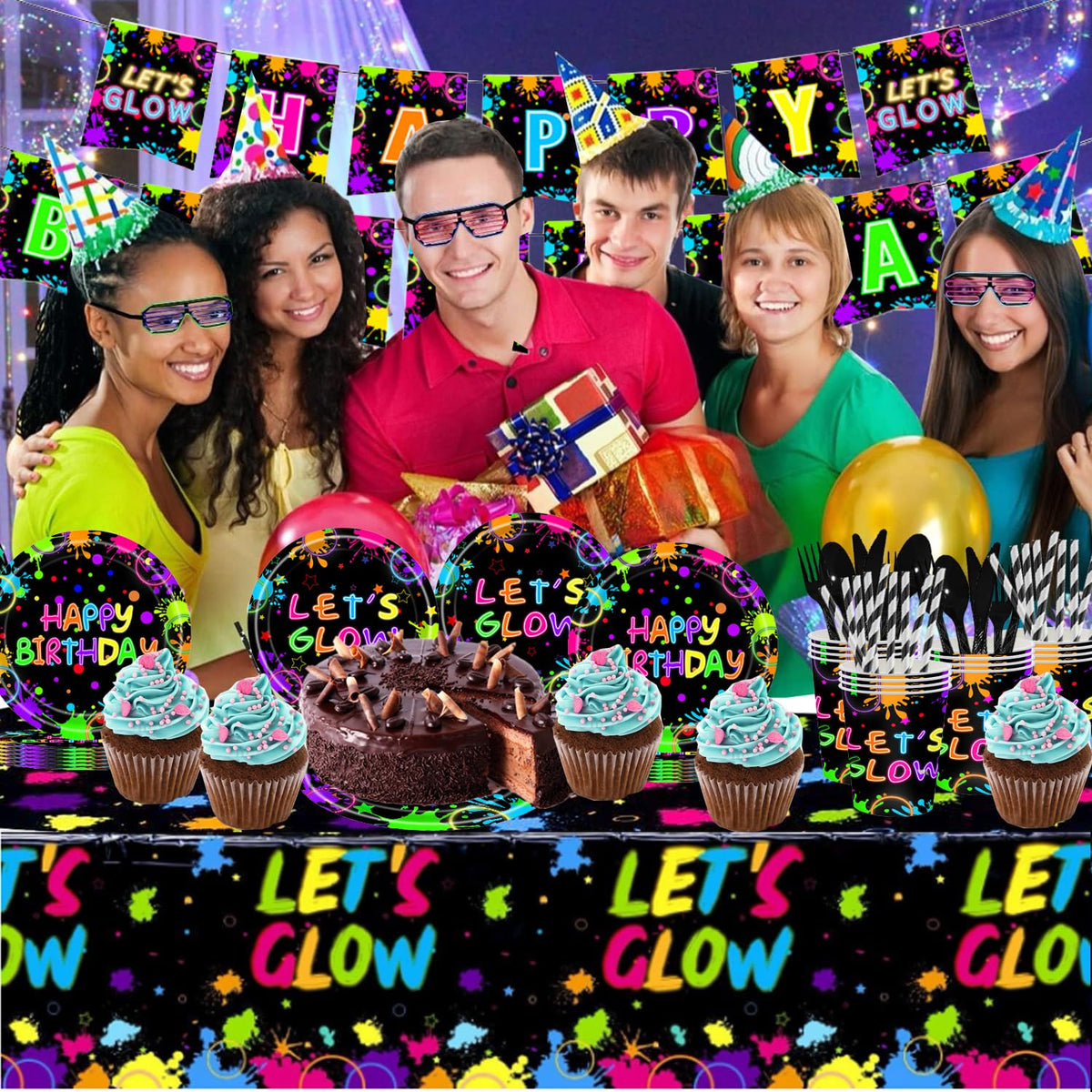 194 Pcs Neon Glow in the Dark Party Supplies Decorations - GalaHub Official Imagery - 7