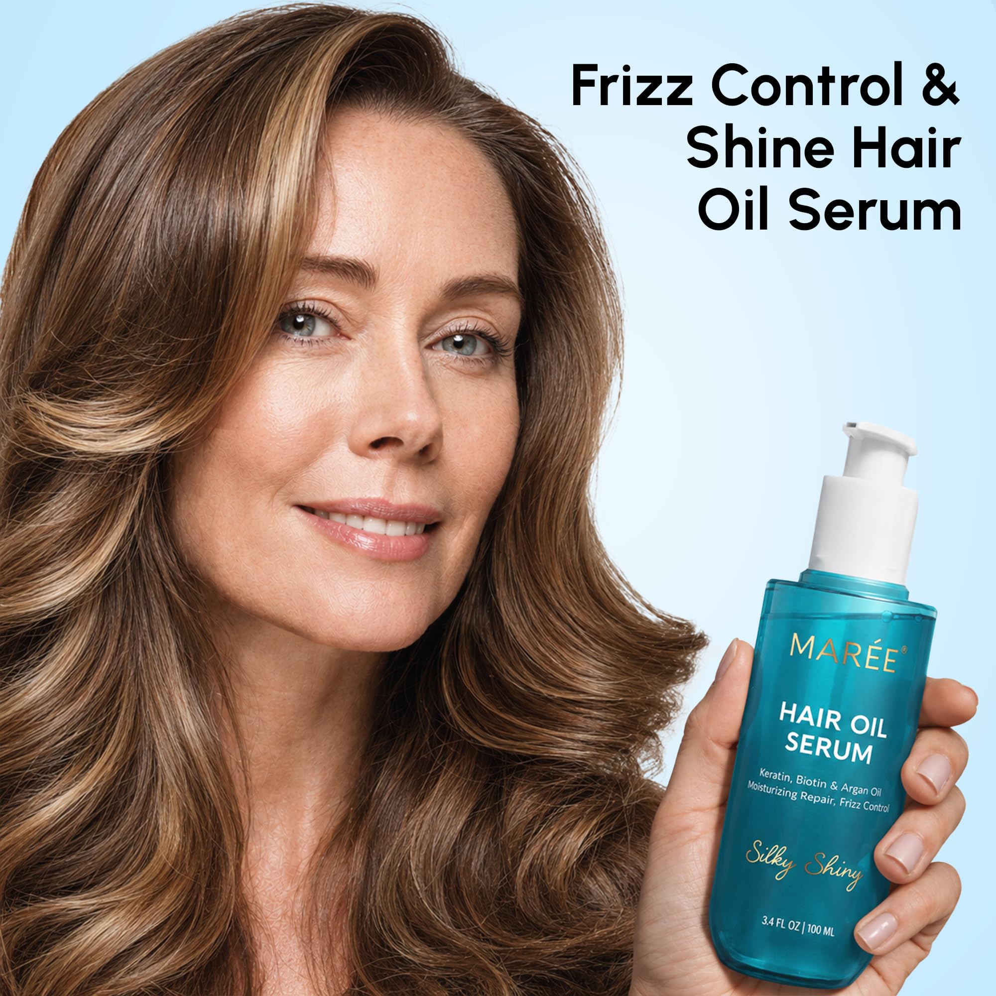 MAREE Hair Oil for Frizzy Hair with Argan Oil, Keratin & Biotin – Hair Serum - MAREE Official Product View 4