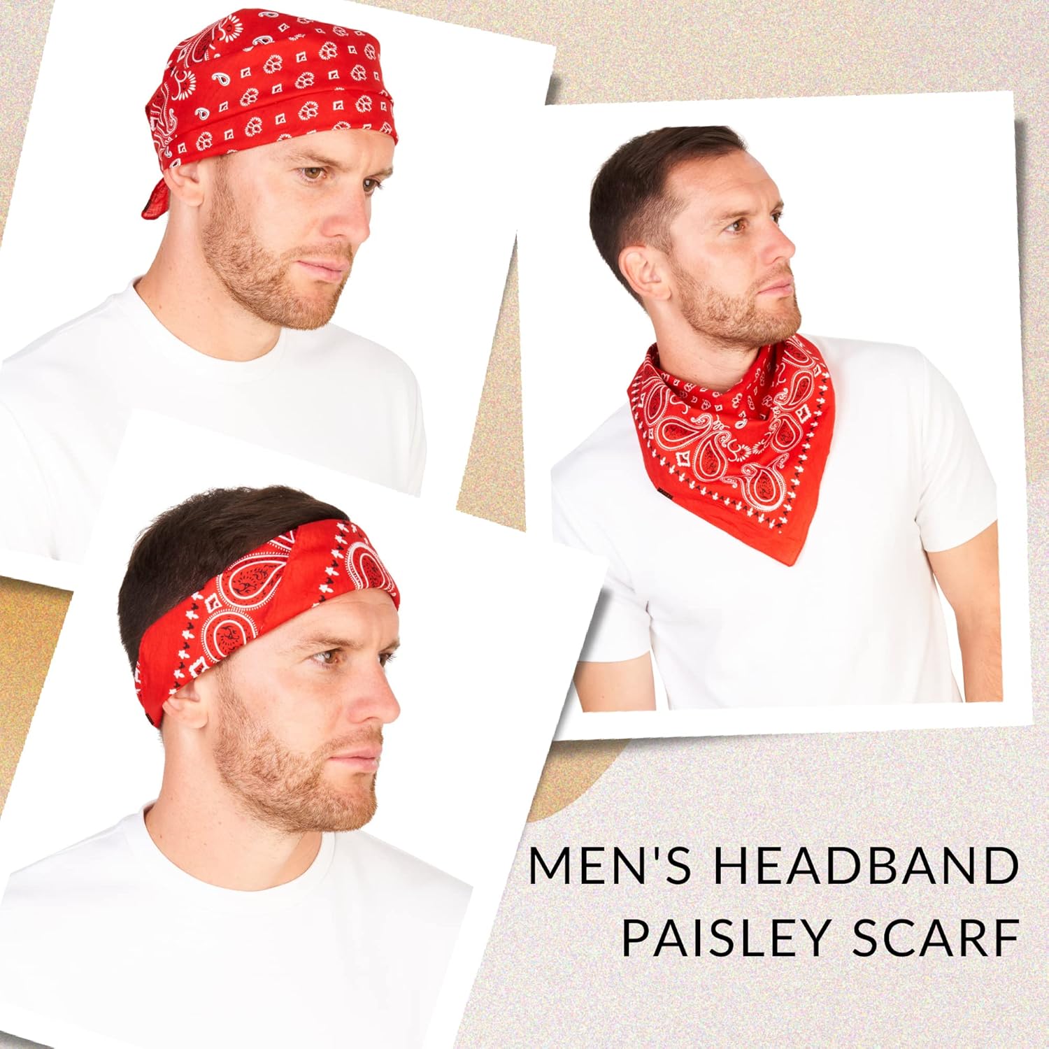 LOVARZI premium cotton bandana versatile scarf for men and women, used as neck or head wear for sports and casual wear.