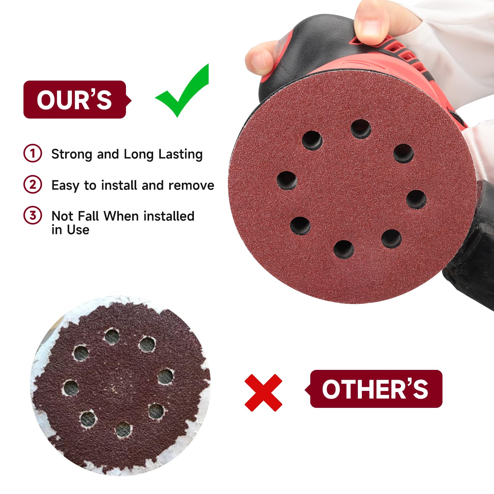 POTUINOM 100PCS 5 Inch Sanding Discs 100 Grit Sandpaper for Orbit - POTUINOM Official Product View 7