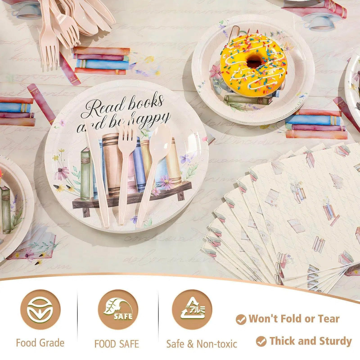 Zhehao 172 Pcs 24 Set Book Themed Birthday Party Tableware - Zhehao Official Imagery - 5