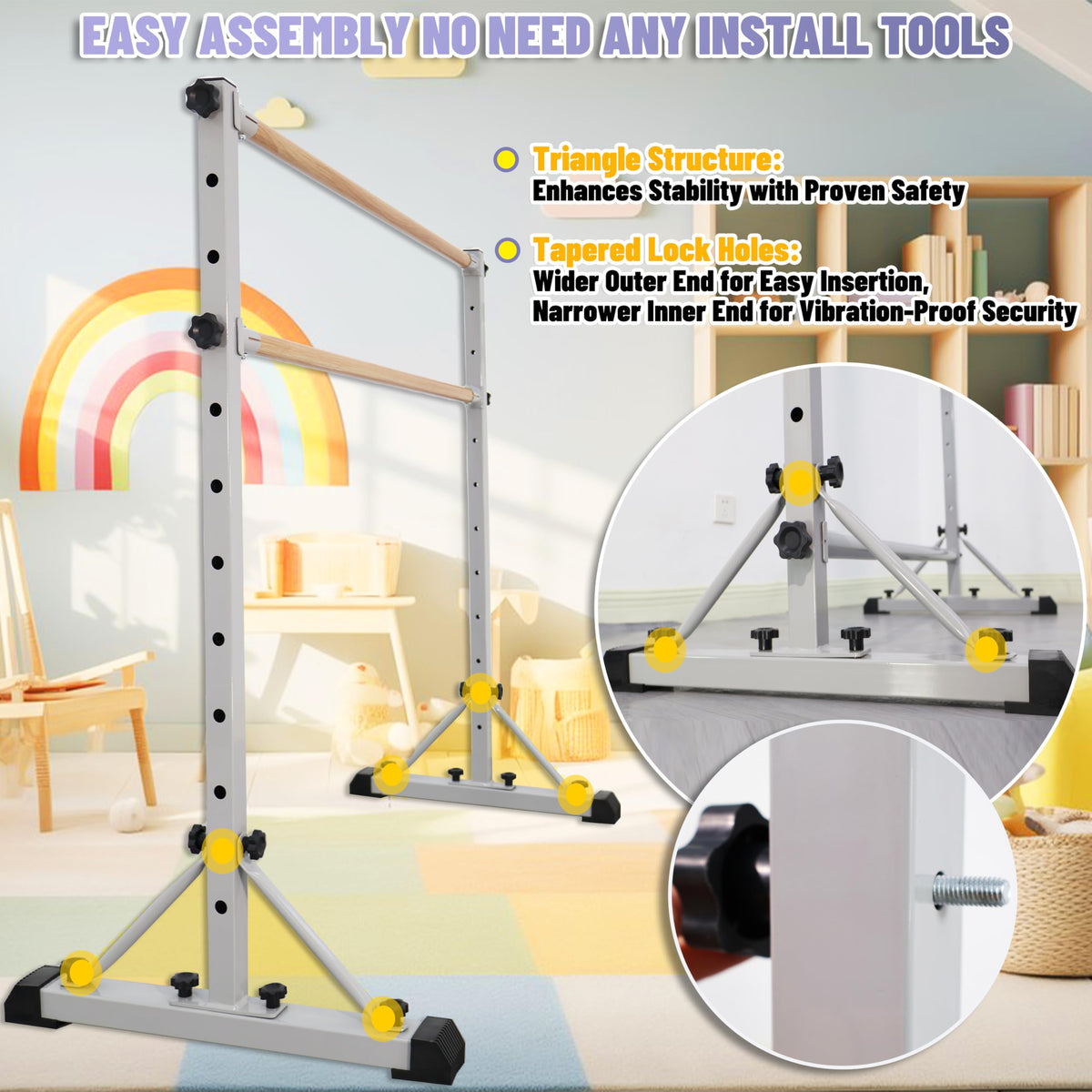Adjustable Ballet Barre Portable Dance bar Fitness Equipment - FC FUNCHEER Official Imagery - 5