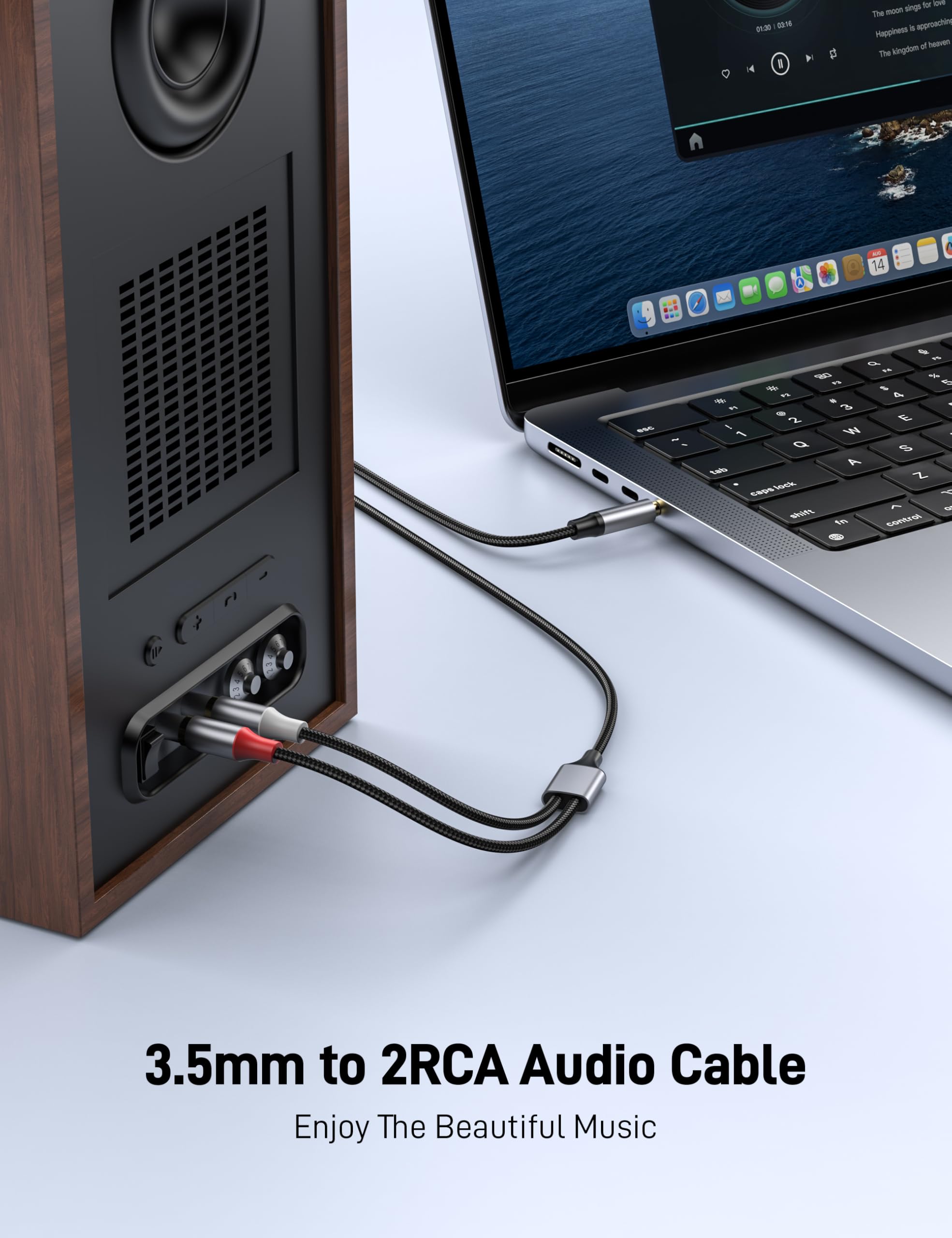 KAYQINHO 3.5mm to RCA Cable 6.6FT, Auxiliary to RCA Headphone Mal by KAYQINHO - Angle View 3