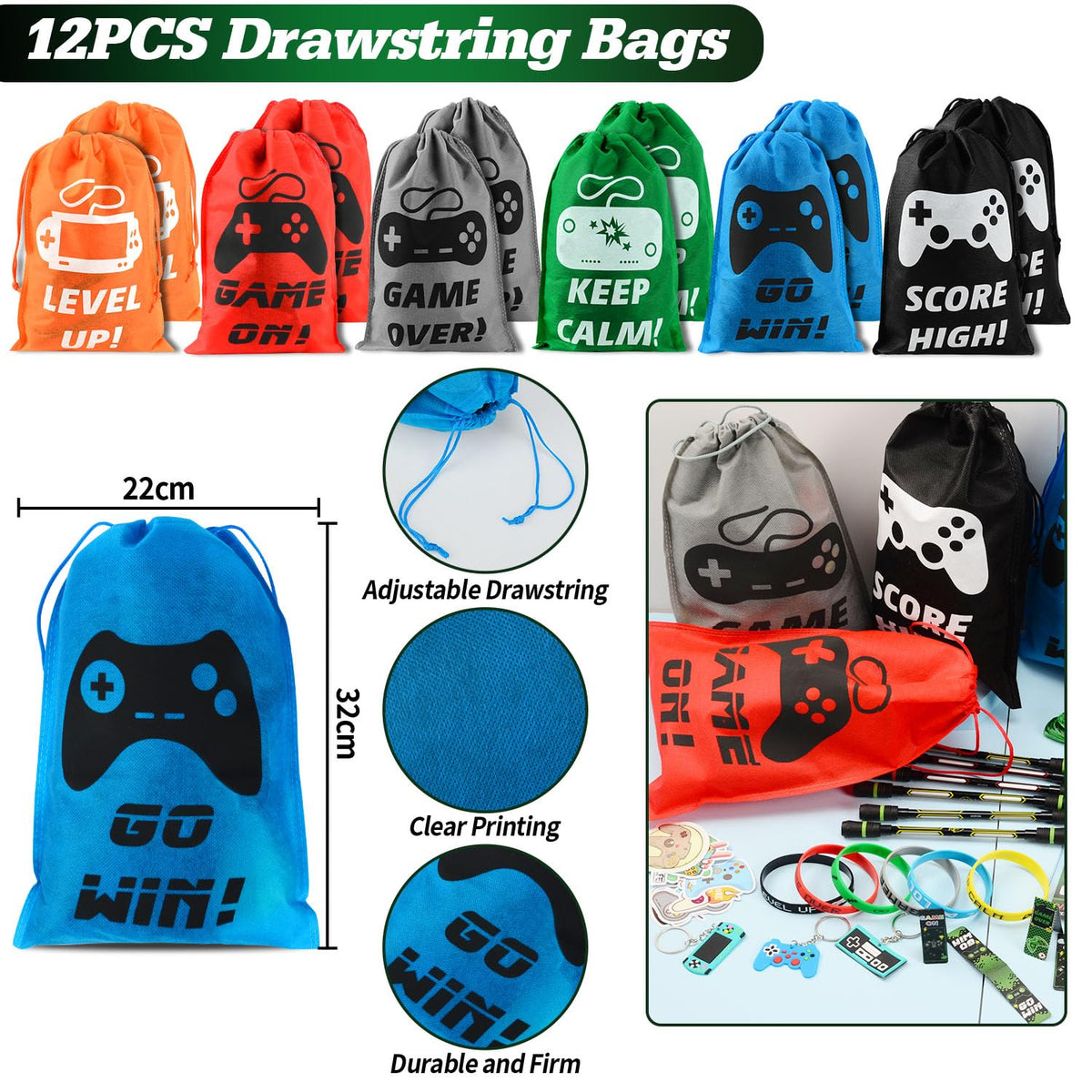 Video Game Party Favors 124 PCS Gaming Birthday Party - KISPATTI Official Imagery - 7