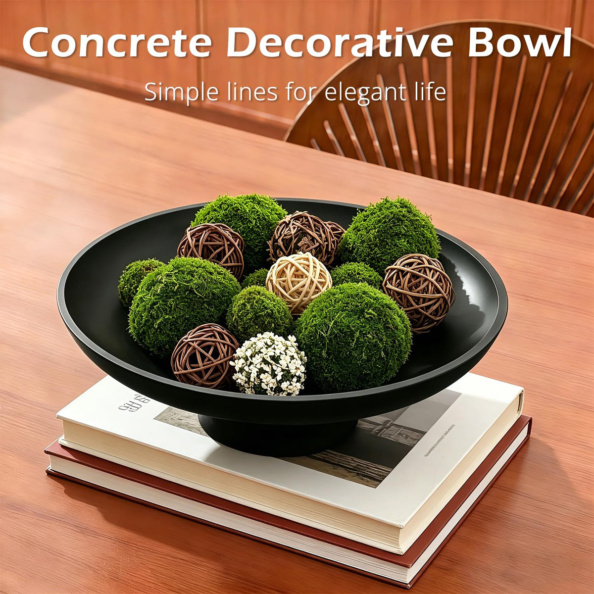 Large Fruit Bowl for Kitchen Counter Concrete Decorative - HousewoW Official Imagery - 4