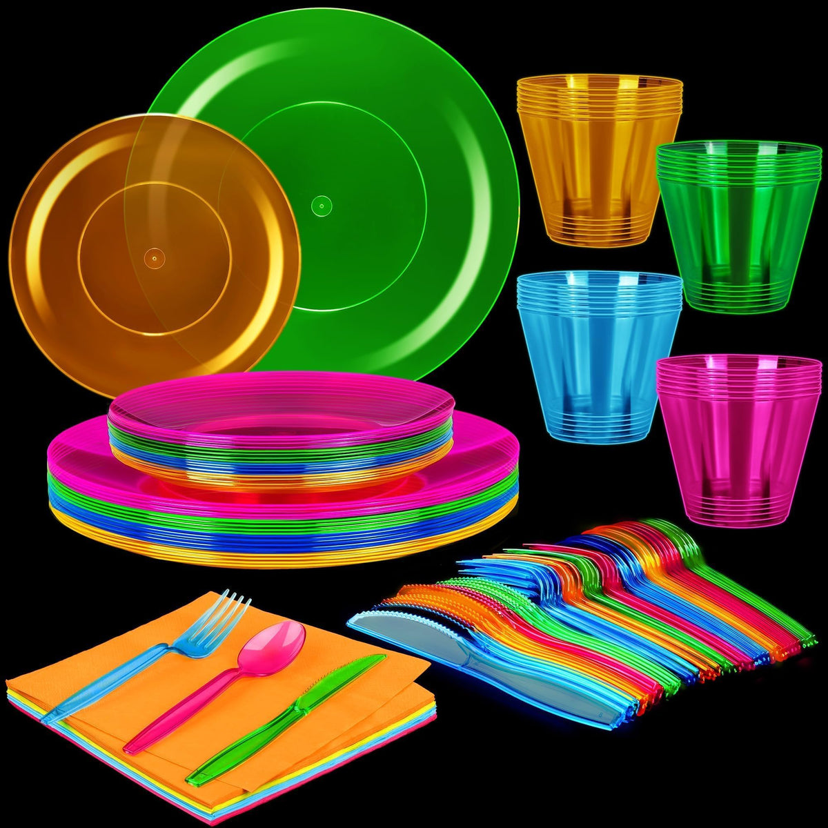 Kochorie 16 Set Neon Party Supplies Glow Party Disposable - Kochorie Official Imagery - 1