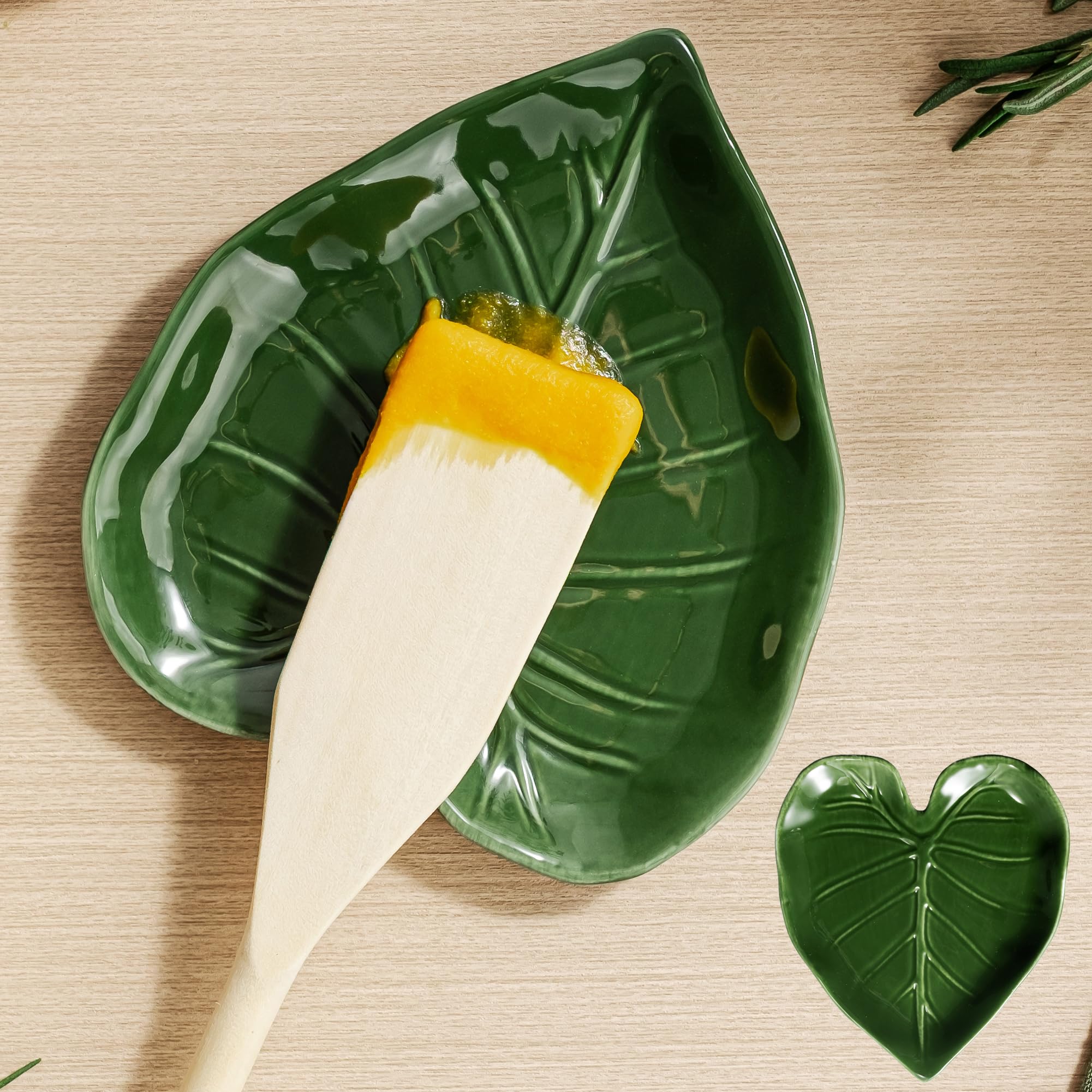 Anoonse Ceramic Spoon Rest for Stove Top Cute Leaf Spoon Rest for - Anoonse Official Product View 8