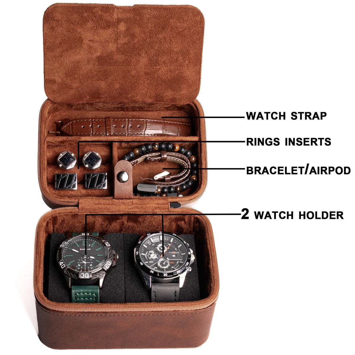 2 slot watch travel case organizer hard watch travel box - AUKURA Official Imagery - 4
