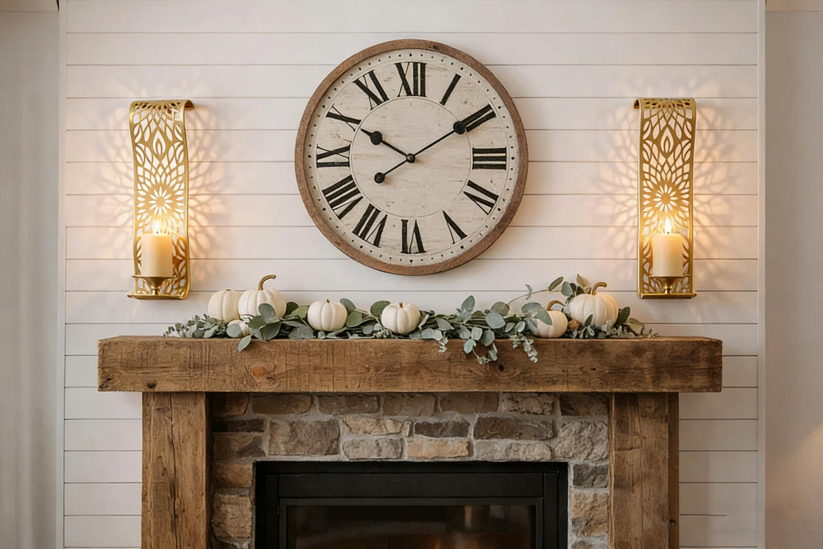 Antique Gold Wall Sconces Set of 2 Rustic Metal Candle - Capesaro Official Imagery - 7