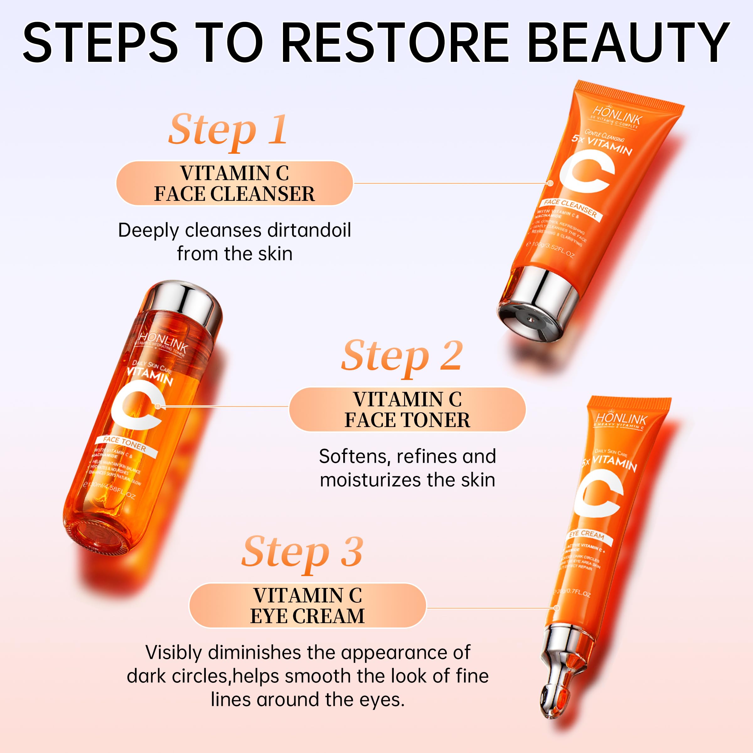 2 Box Glown 6-Piece Hydrating Skincare Set with Vitamin C & Niacinamid - View 8