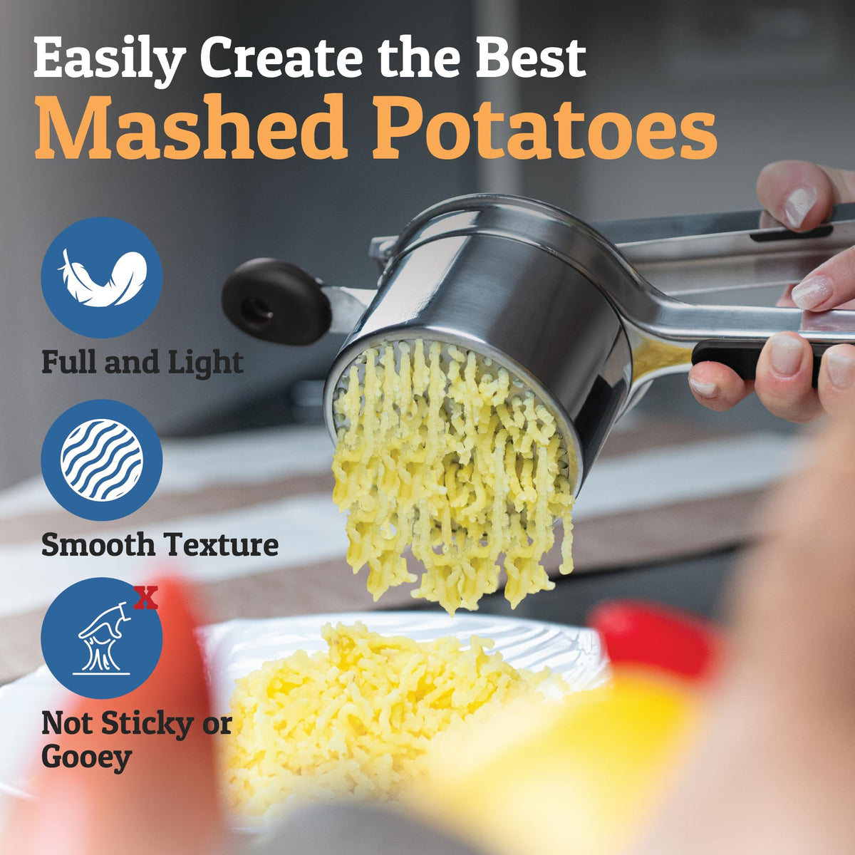 PriorityChef Large 15oz Potato Ricer Heavy Duty Stainless - Priority Chef Official Imagery - 7