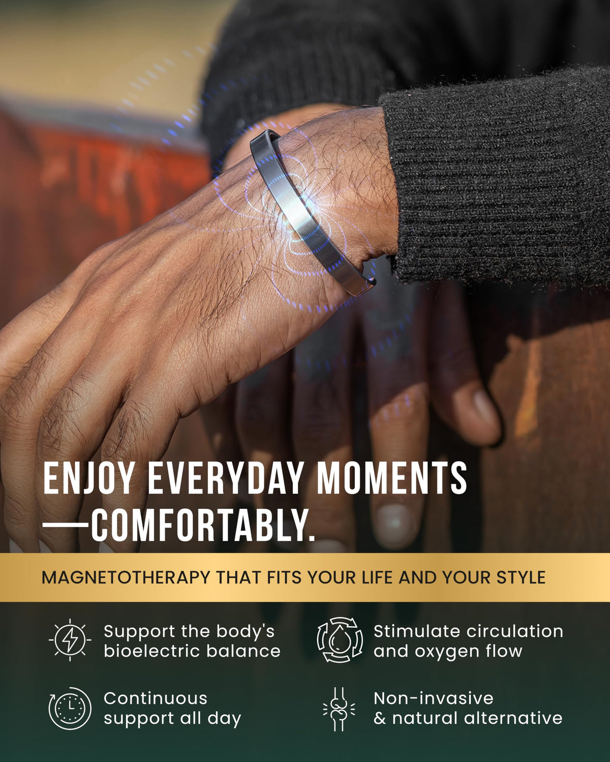 MagnetRX Magnetic Cuff Bracelets for Men Women - MagnetRX Official Imagery - 4