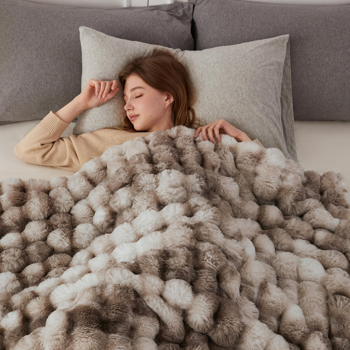 COOVA Soft Bubble Faux Fur Throw Blanket 50 x60 Tie dye - COOVA Official Imagery - 4
