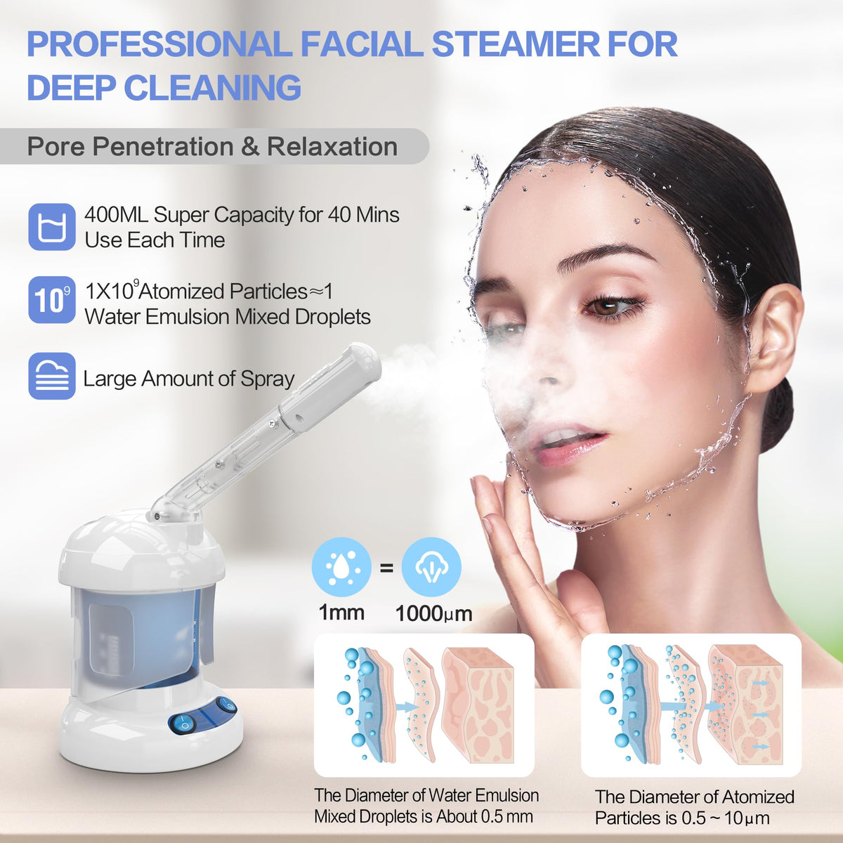 Facial Steamer Ozone Nano Ionic Face Steamer for Deep - Kingsteam Official Imagery - 4
