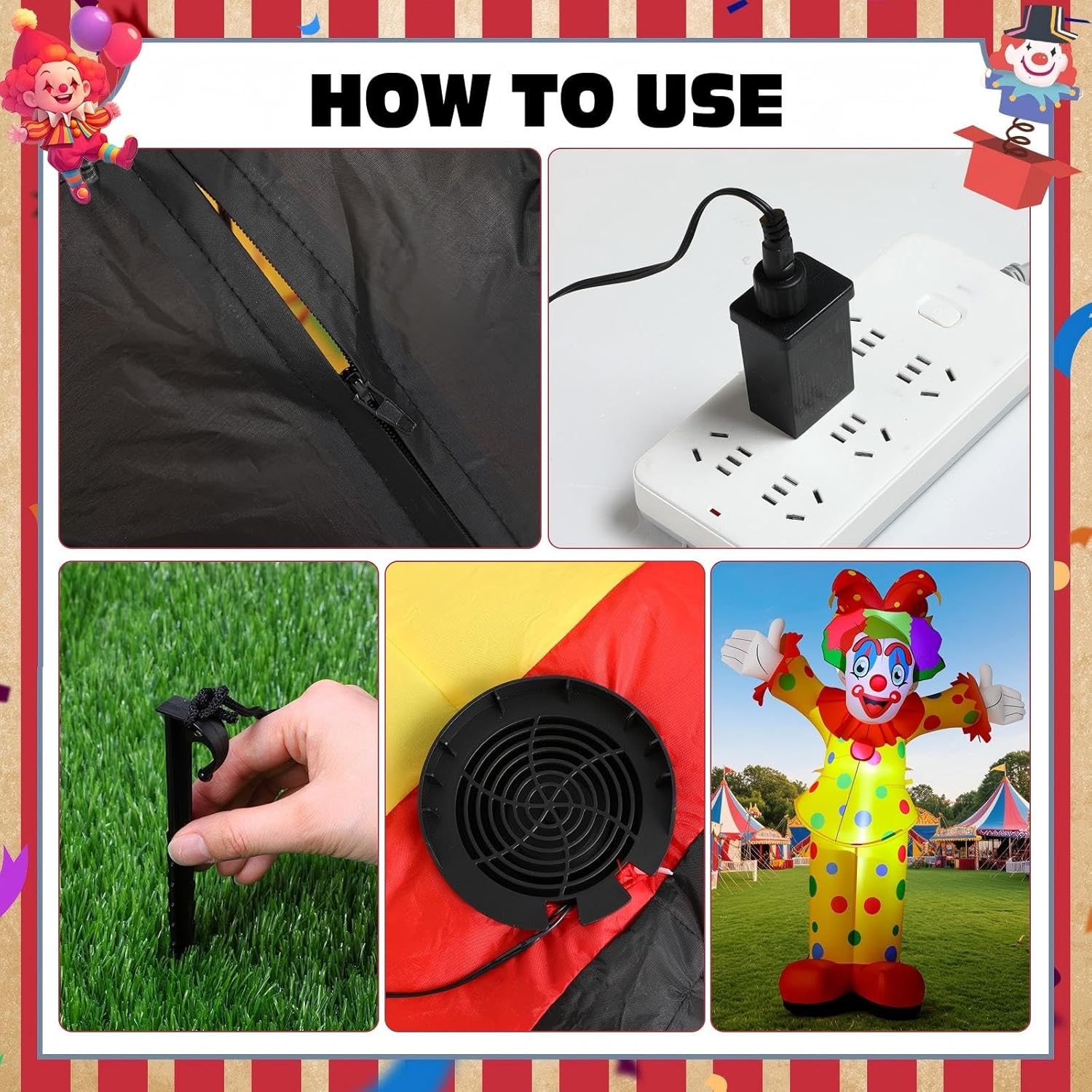 Capoda 5.9 ft Clown Inflatable Life Size Inflatable Carnival Decorations Circus Clown
