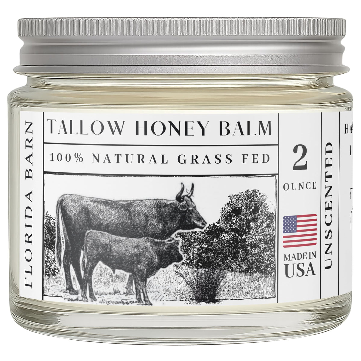 Tallow Honey Balm 2 oz Organic Raw Honey Castor Oil Grass - Florida Barn Official Imagery - 2