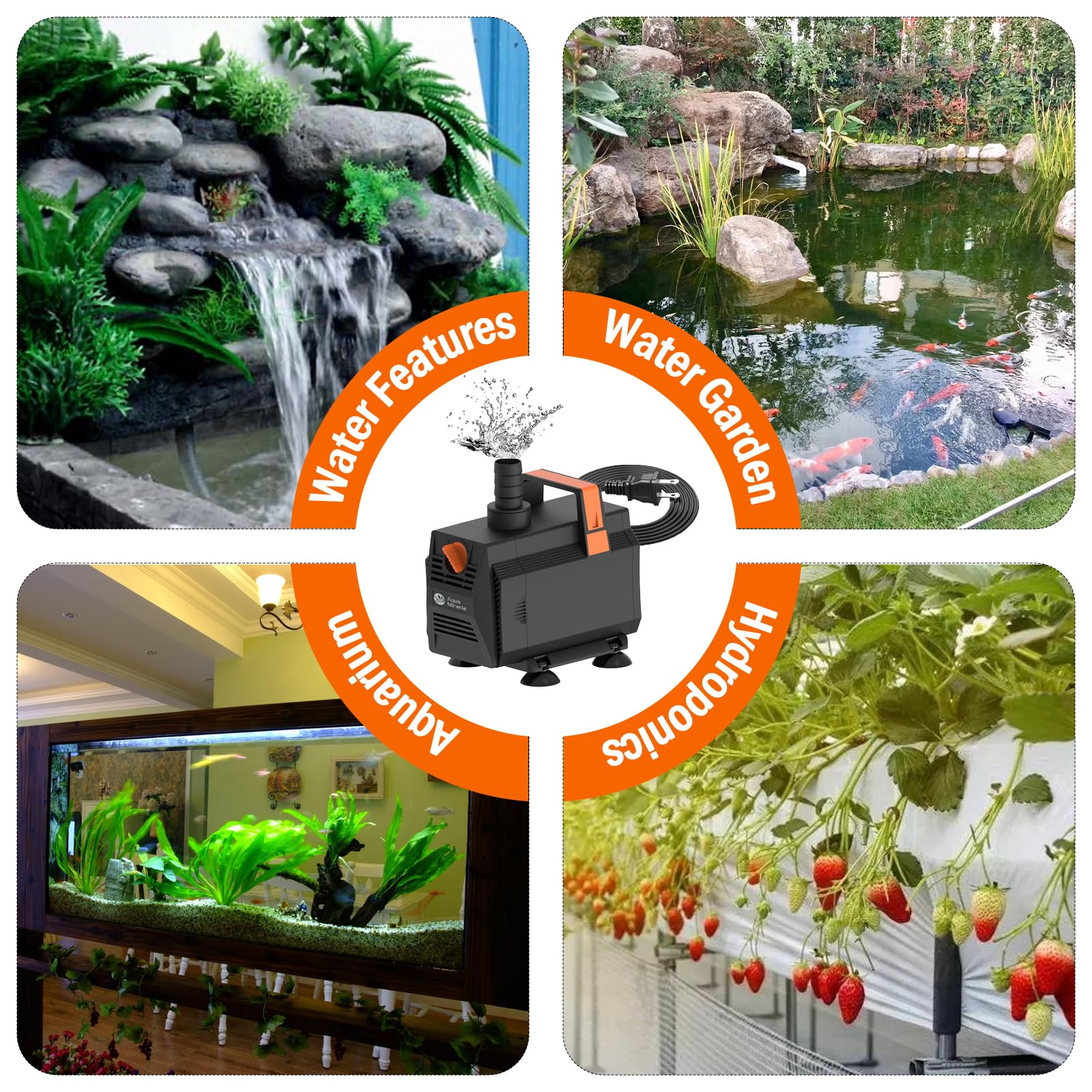 AquaMiracle 600GPH Aquarium Water Pumps   Fountain Pump Pond Pump - AquaMiracle Official Product View 7