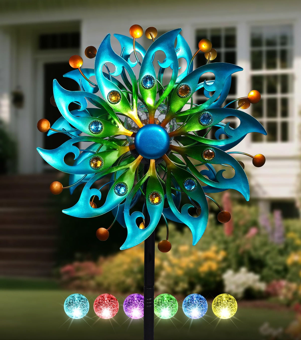 Solar Wind Spinners Outdoor Yard Decorations Outdoor Peacock - VUFOZ Official Imagery - 1
