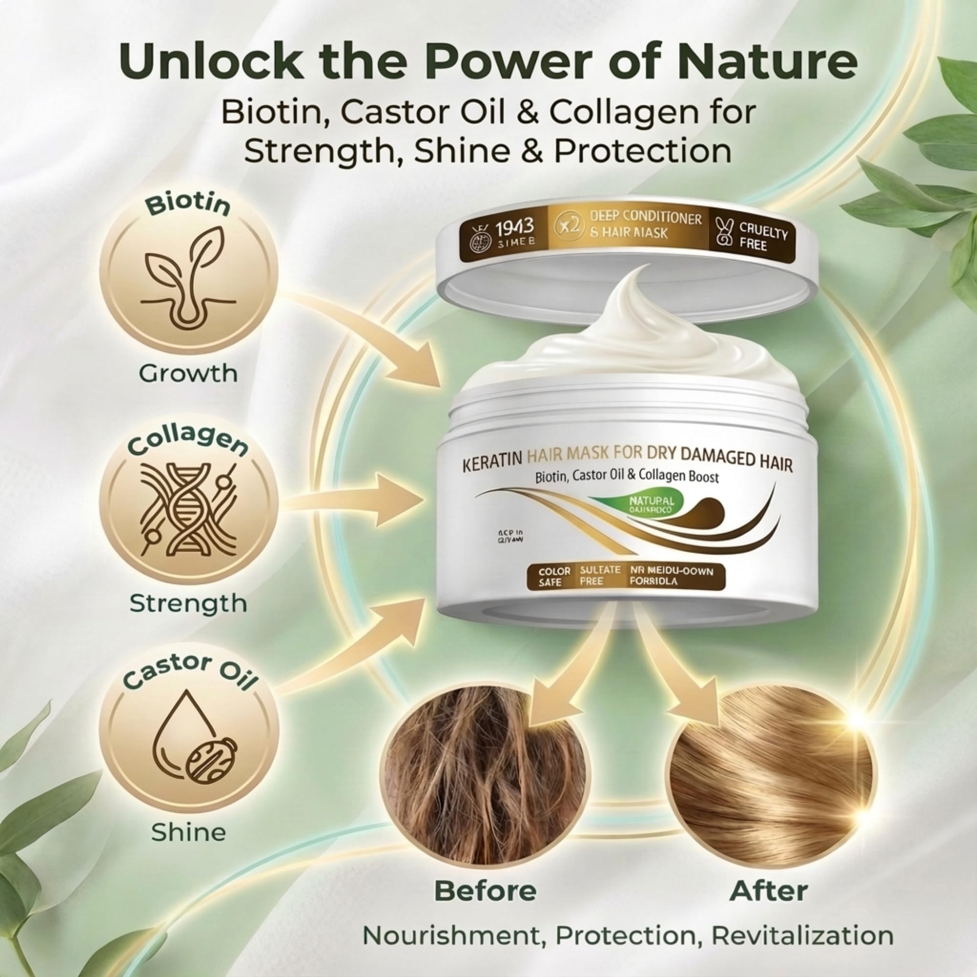 VITAMINS hair cosmetics Keratin Hair Mask - Protein Repair Keratin Treatment Deep - VITAMINS hair cosmetics Official Product View 4