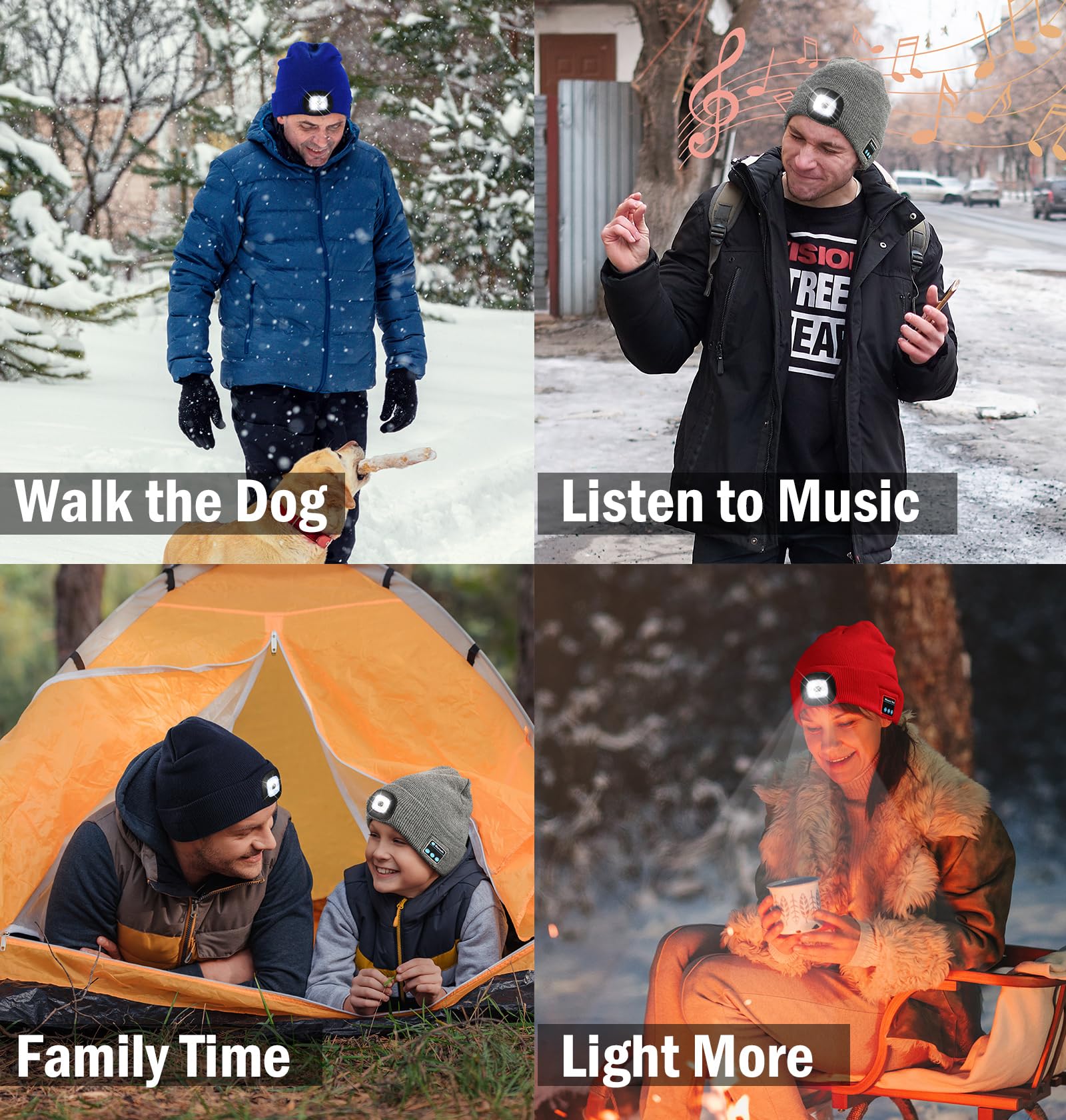 CENSGO Bluetooth Beanie with The Light, Unique Tech Gifts for Men Husb - View 5
