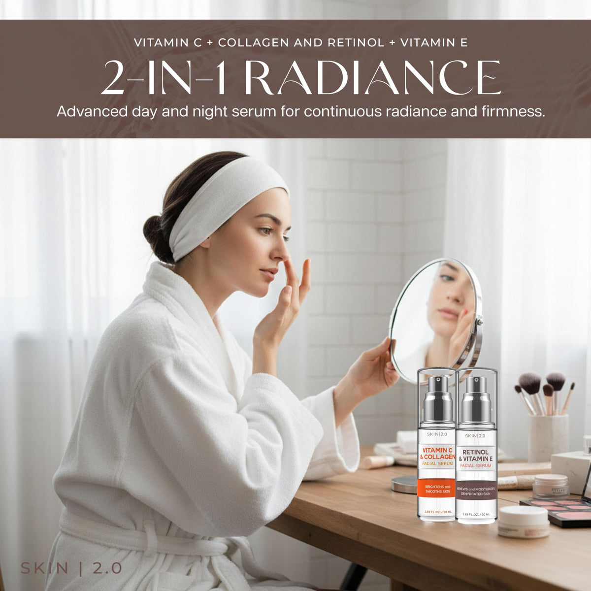 Skin 2 0 Retinol Vitamin E Collagen Vitamin C Serum For Face - Skin 2.0 Official Product Imagery - 3
